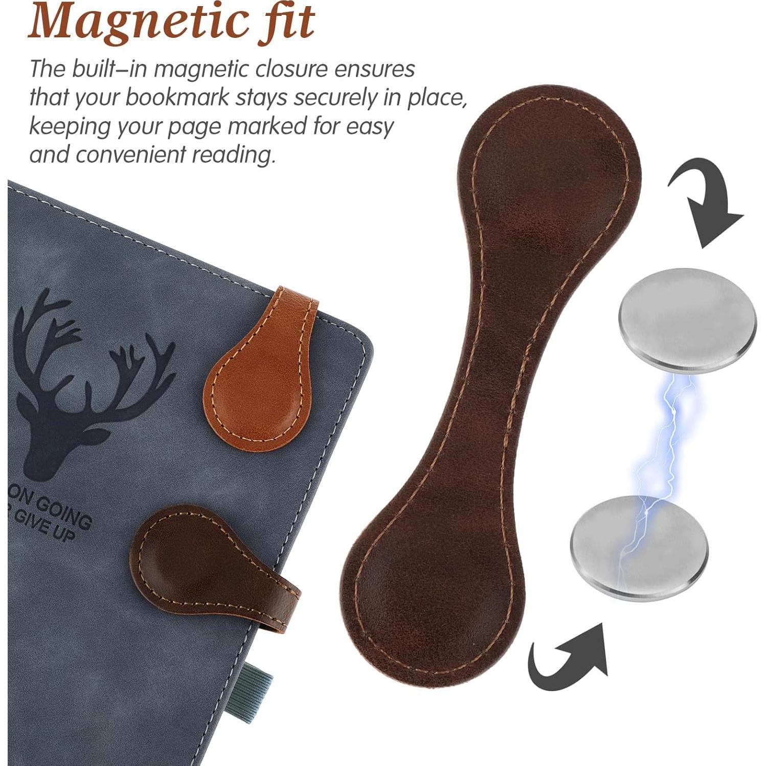 Marcador de Página de Cuero Magnético Dimeho Vintage 2 Pcs