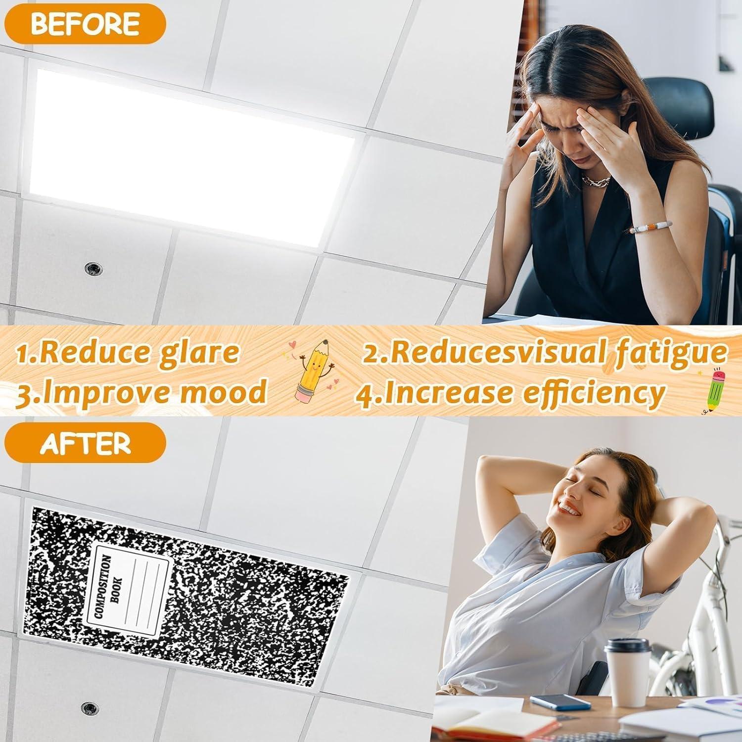 6 Filtros de Luz Fluorescente Magnéticos Wiooffen 120x60cm