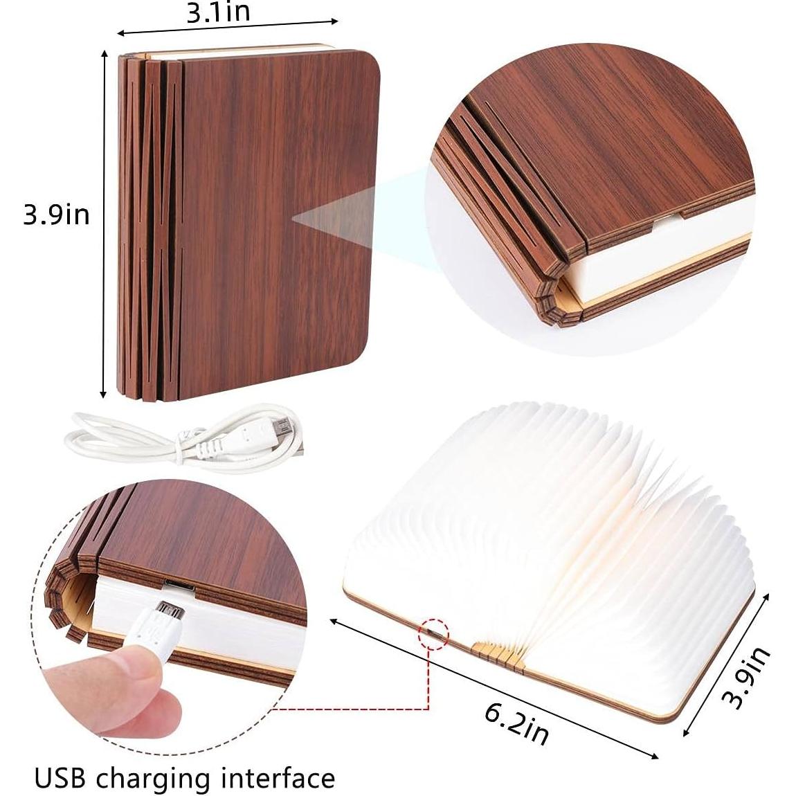 Lámpara de Libro Plegable XIUDI LED Madera 10x8cm 8 Colores