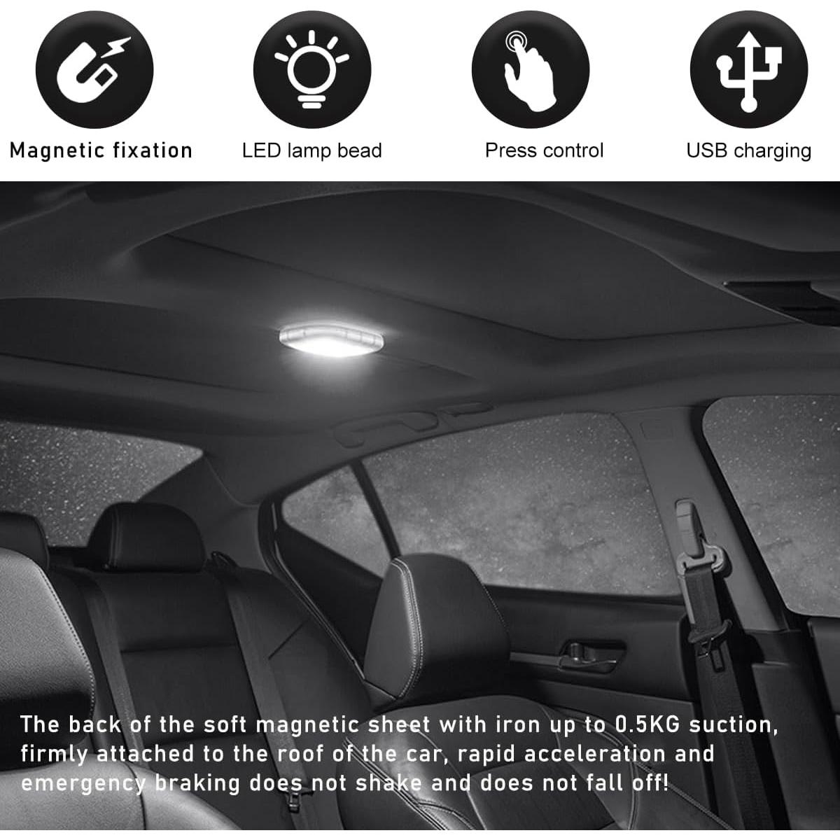 Luz de Cúpula Magnética Sylvil para Coche Inalámbrica USB