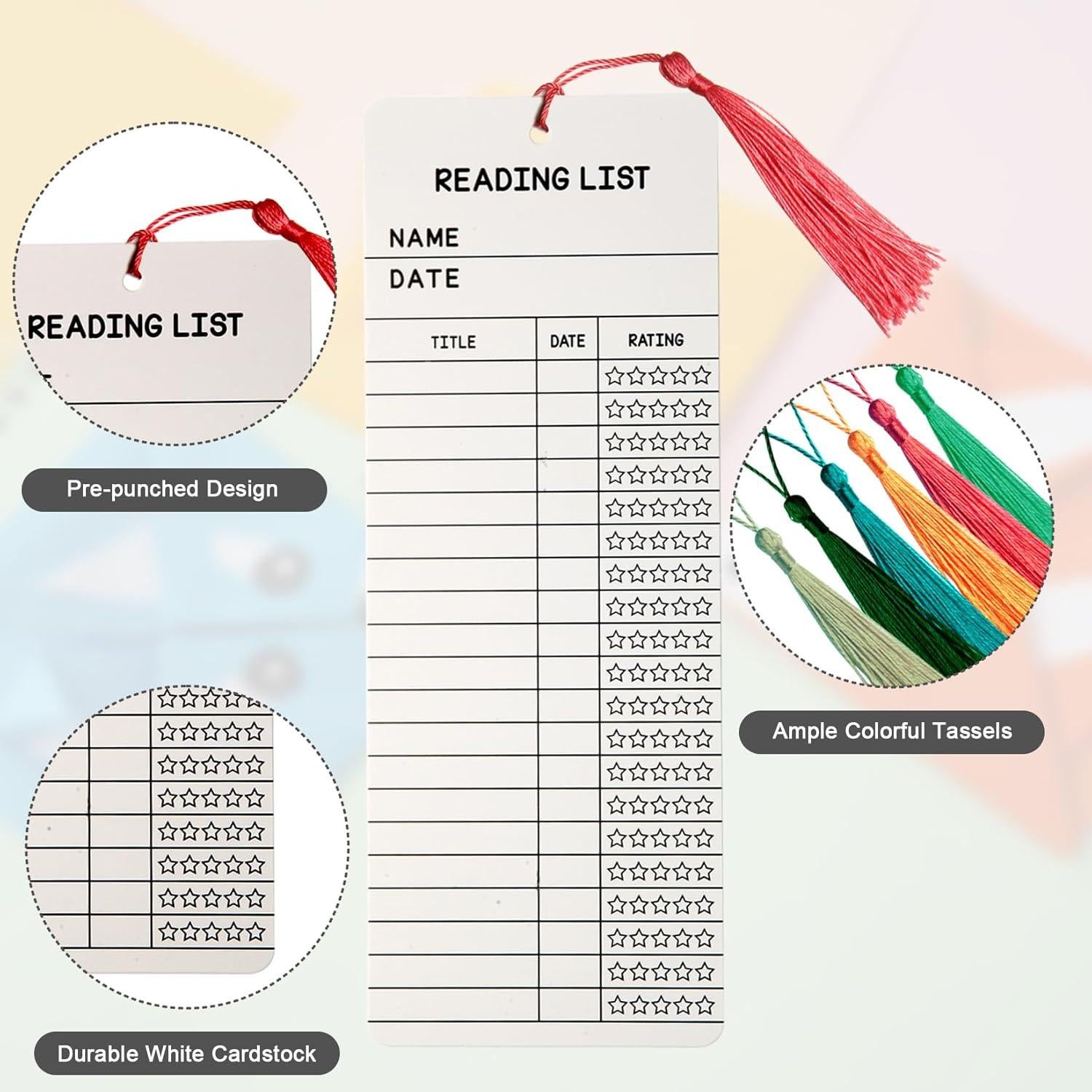 50 Marcadores con Borlas KaloTidy 3x8 cm para Lectura