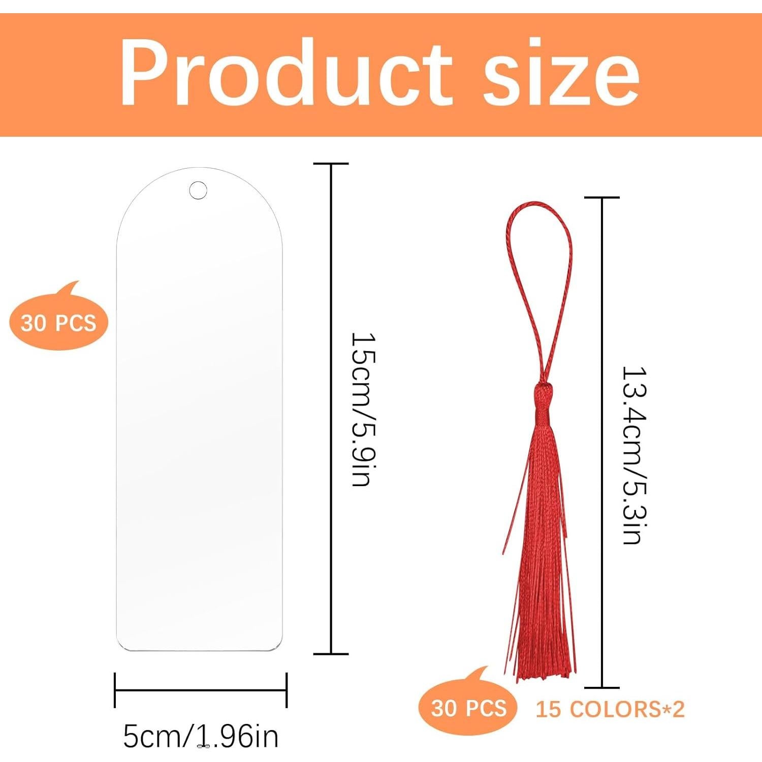 30 Marcadores de Libros Acrílicos Transparentes Lipetol 15x5 cm