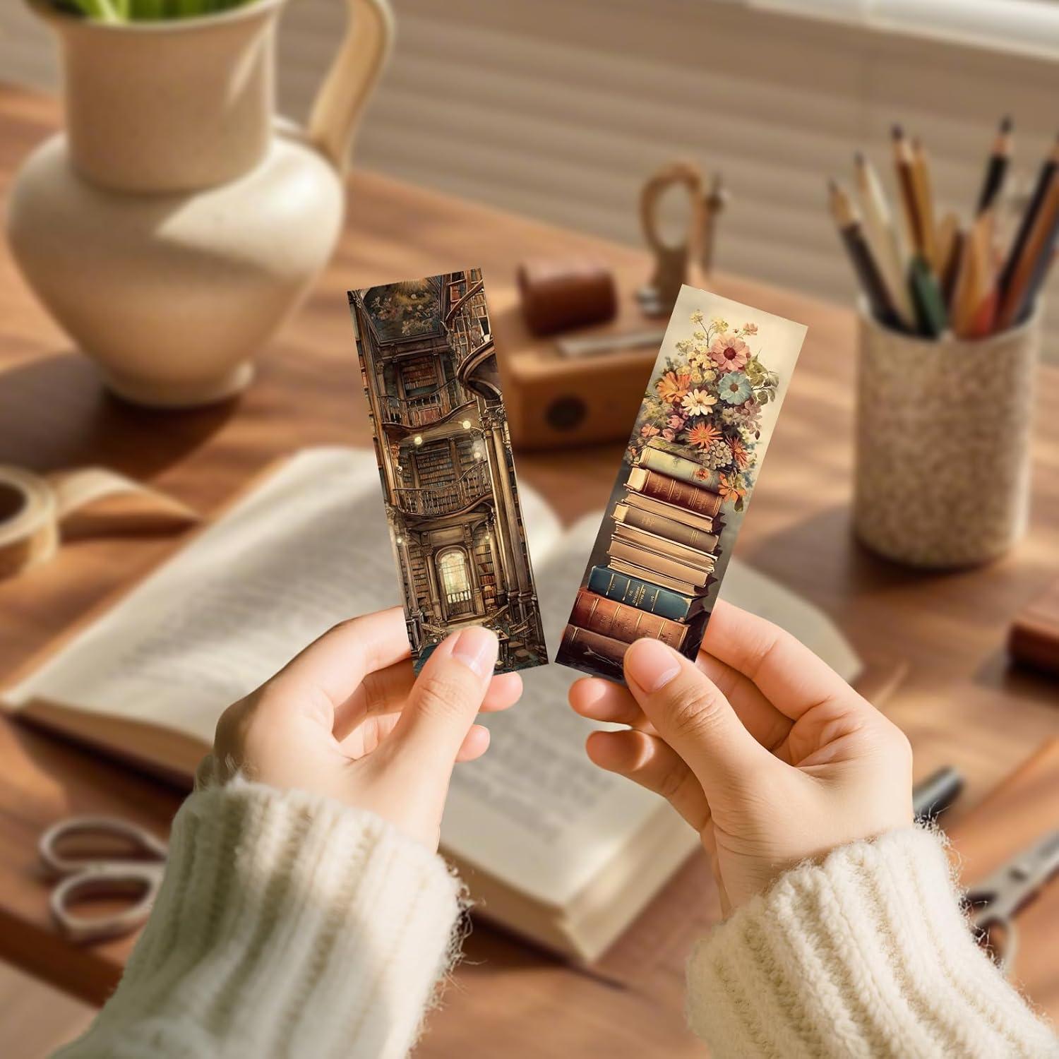 100 Marcadores de Libro Vintage Afritee - Papel Floral Retro