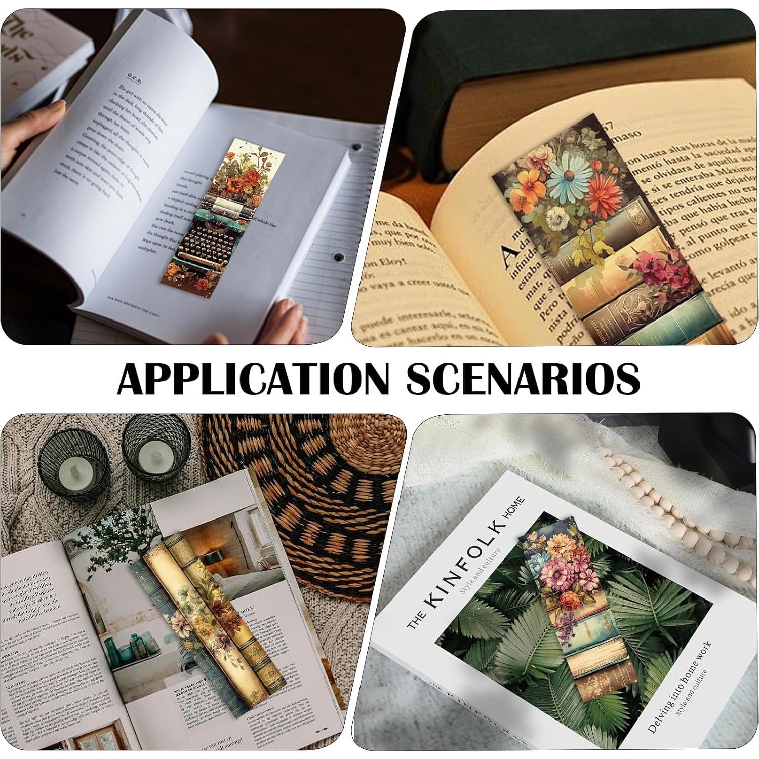 100 Marcadores de Libro Vintage Afritee - Papel Floral Retro