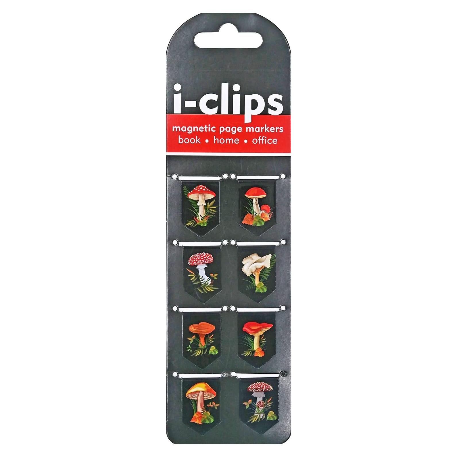 Mushrooms i-Clips Magnetic Page Markers (Set of 8 Magnetic Bookmarks)