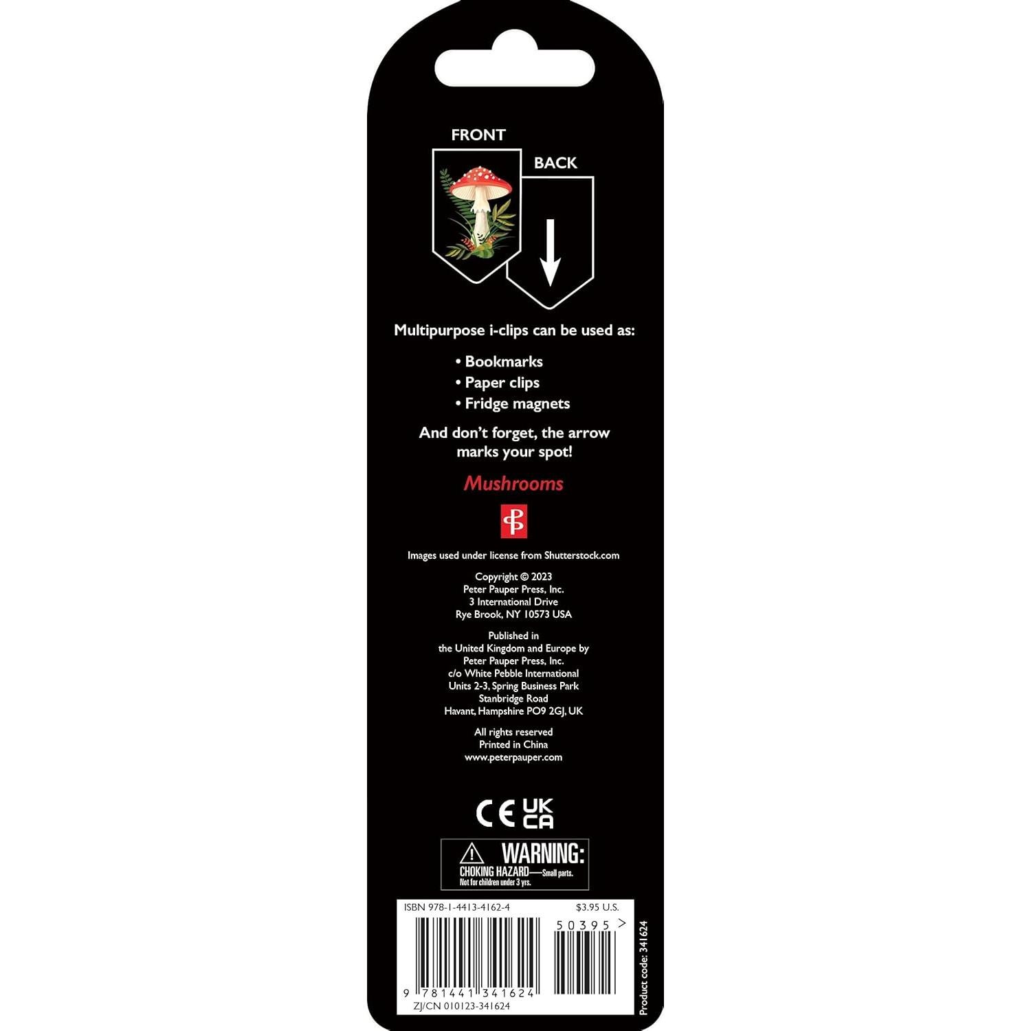 Mushrooms i-Clips Magnetic Page Markers (Set of 8 Magnetic Bookmarks)