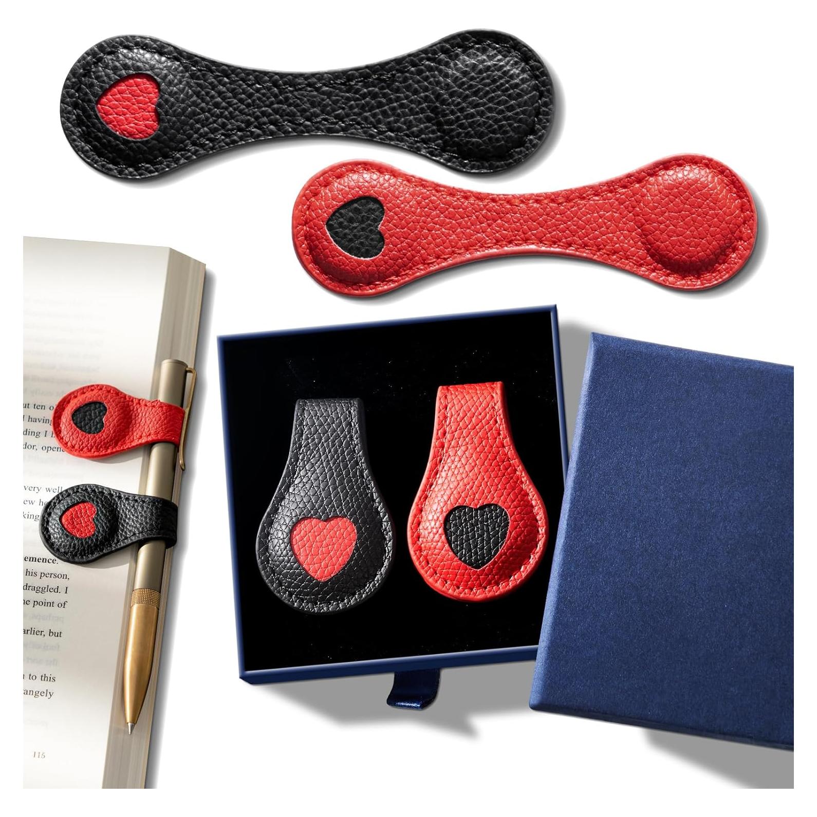 Marcadores de Páginas Magnéticos de Cuero Ovesmusl Corazón