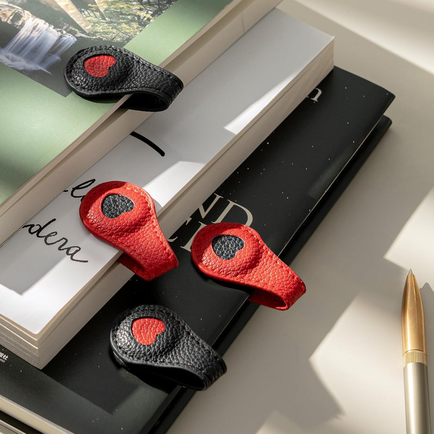 Marcadores de Páginas Magnéticos de Cuero Ovesmusl Corazón