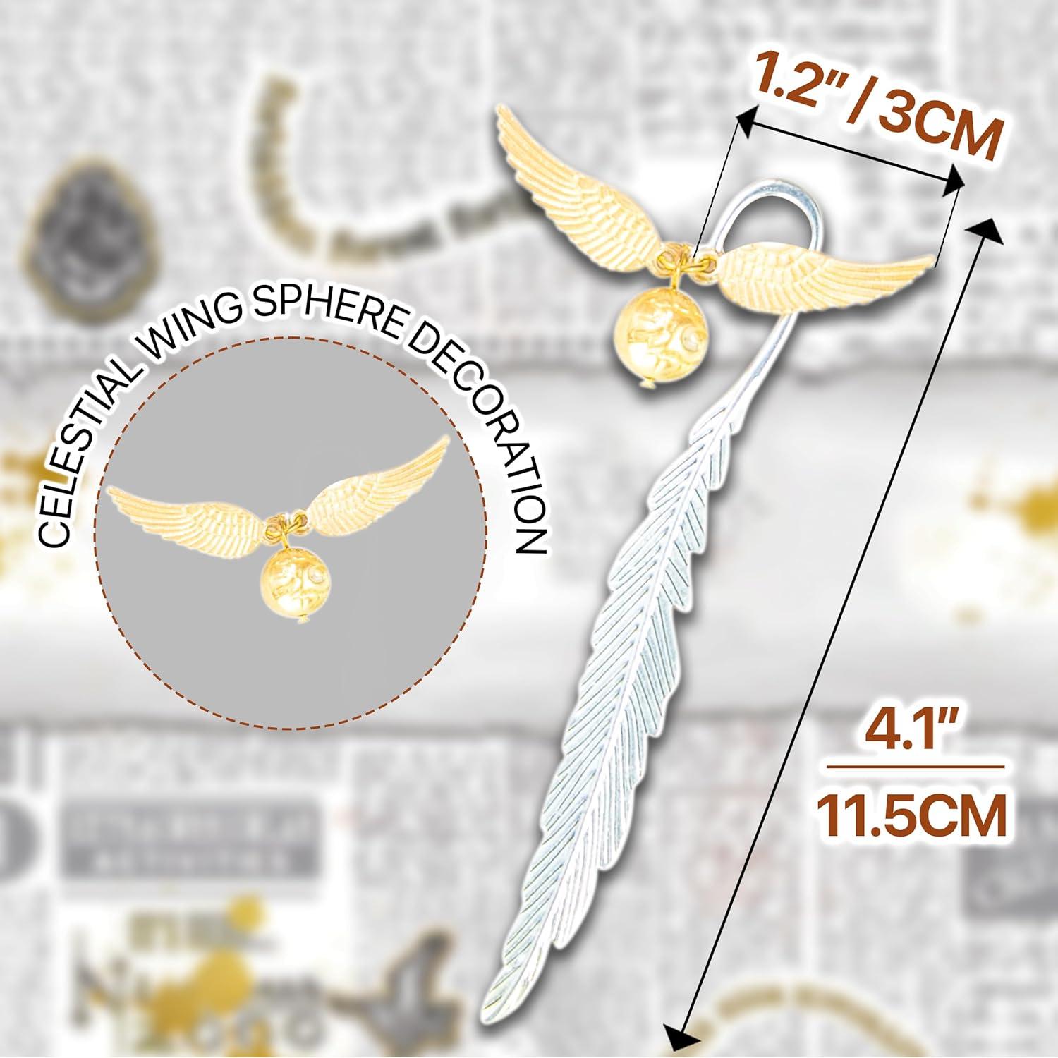 Marcador de Metal WACANTIC Vintage con Alas Doradas 11.4 cm