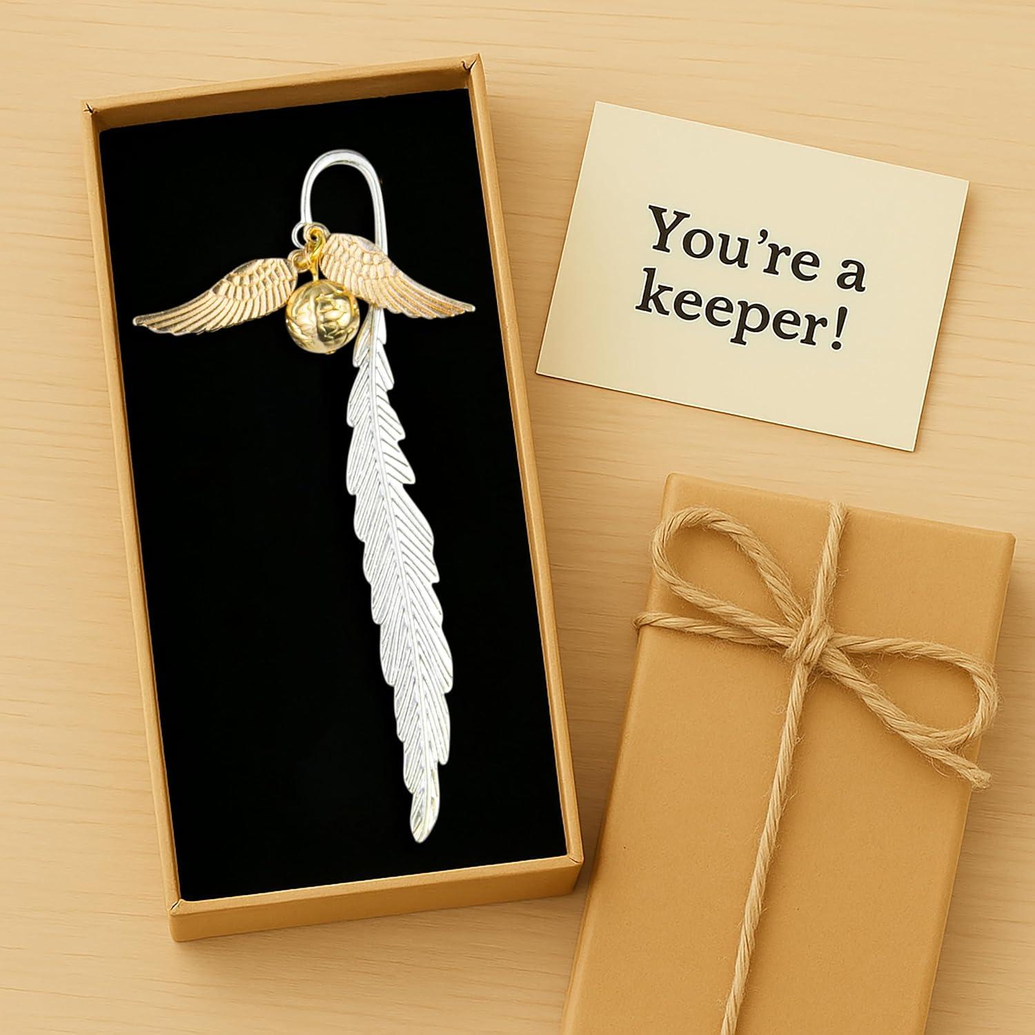 Marcador de Metal WACANTIC Vintage con Alas Doradas 11.4 cm