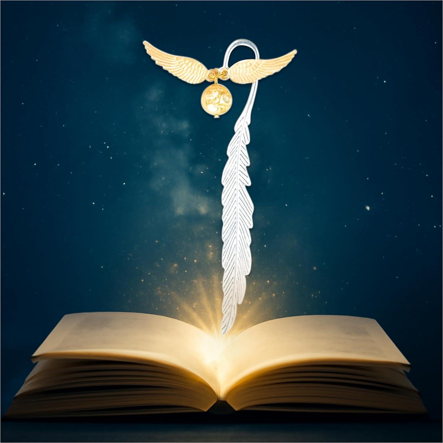 Marcador de Metal WACANTIC Vintage con Alas Doradas 11.4 cm