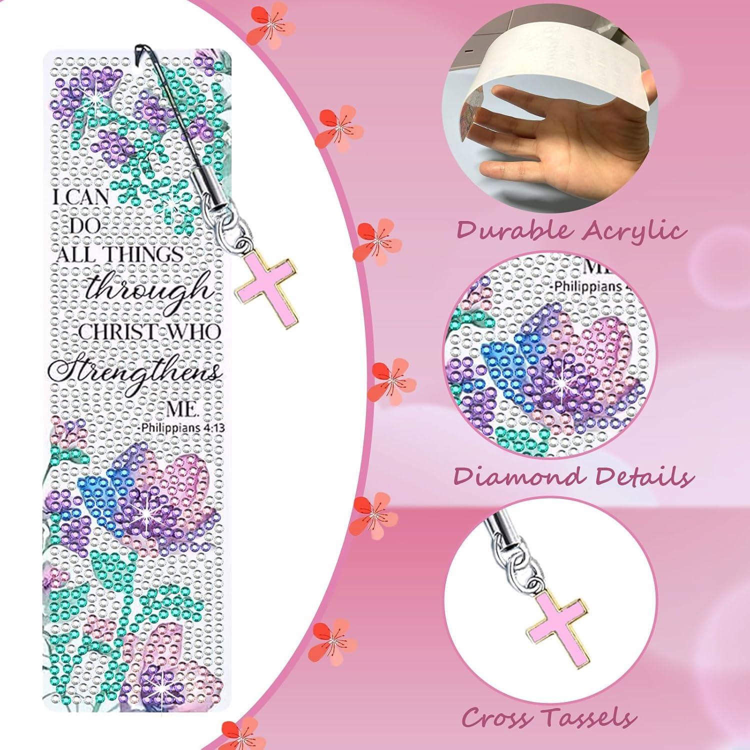 8 Marcadores de Libros Acrílicos HTTDMY con Diamantes y Cruz