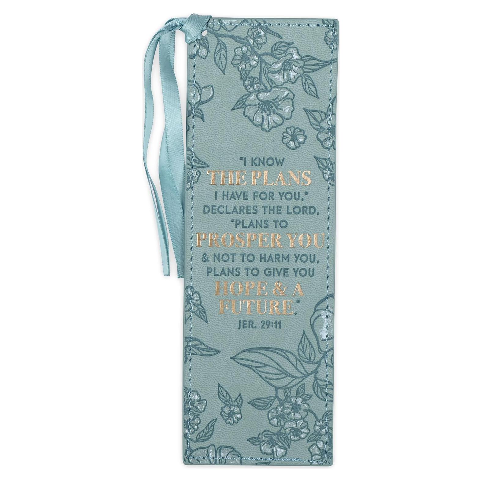 Marcador de Cuero Sintético Christian Art Gifts Verde Azulado