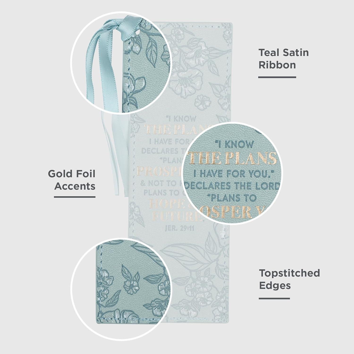 Marcador de Cuero Sintético Christian Art Gifts Verde Azulado