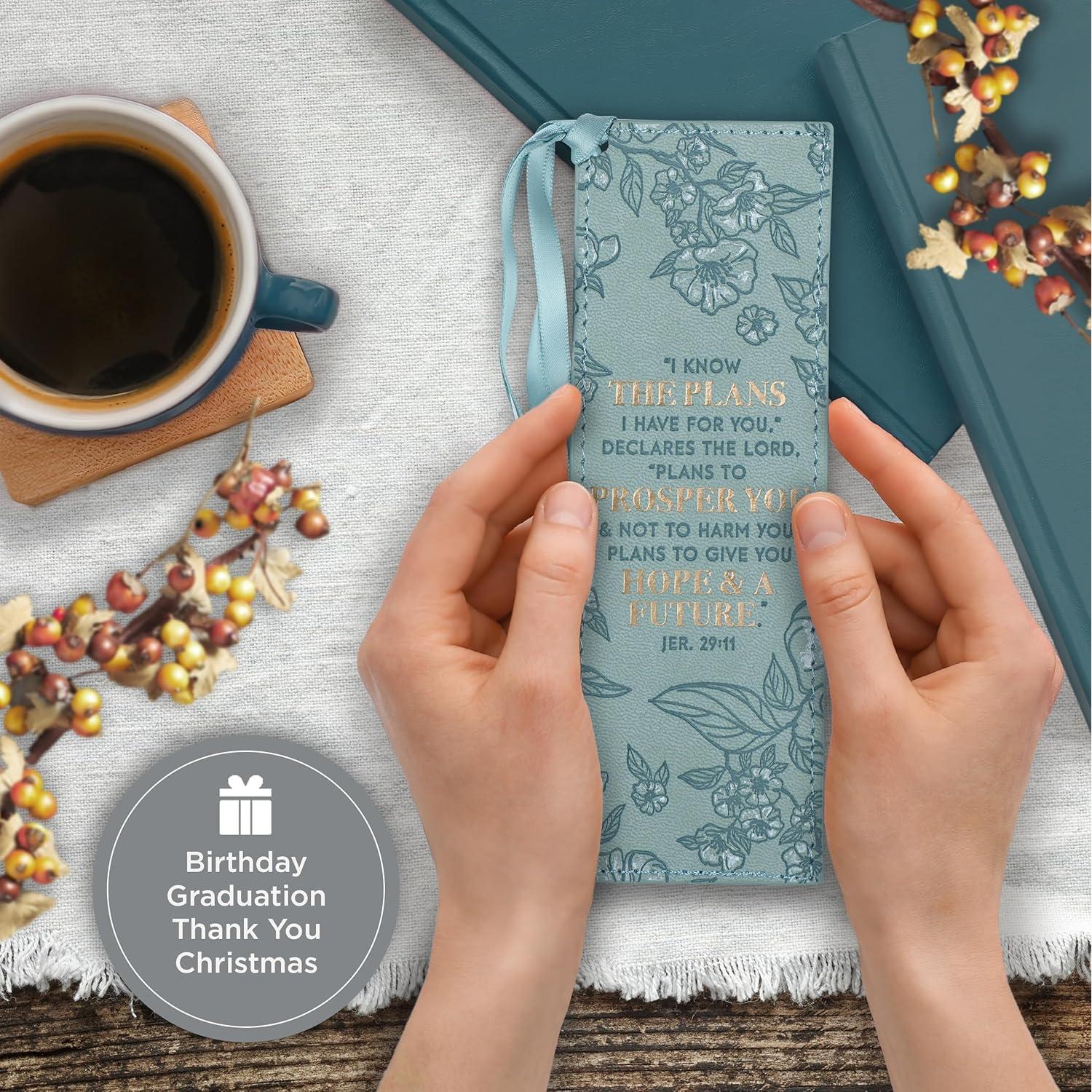 Marcador de Cuero Sintético Christian Art Gifts Verde Azulado