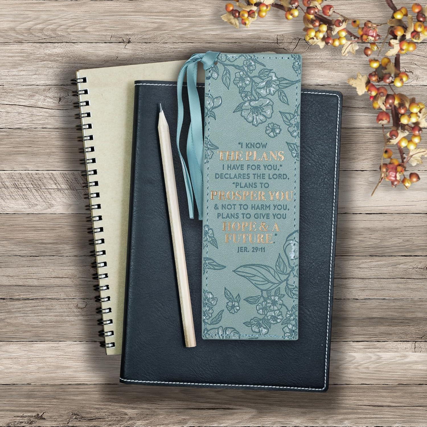 Marcador de Cuero Sintético Christian Art Gifts Verde Azulado