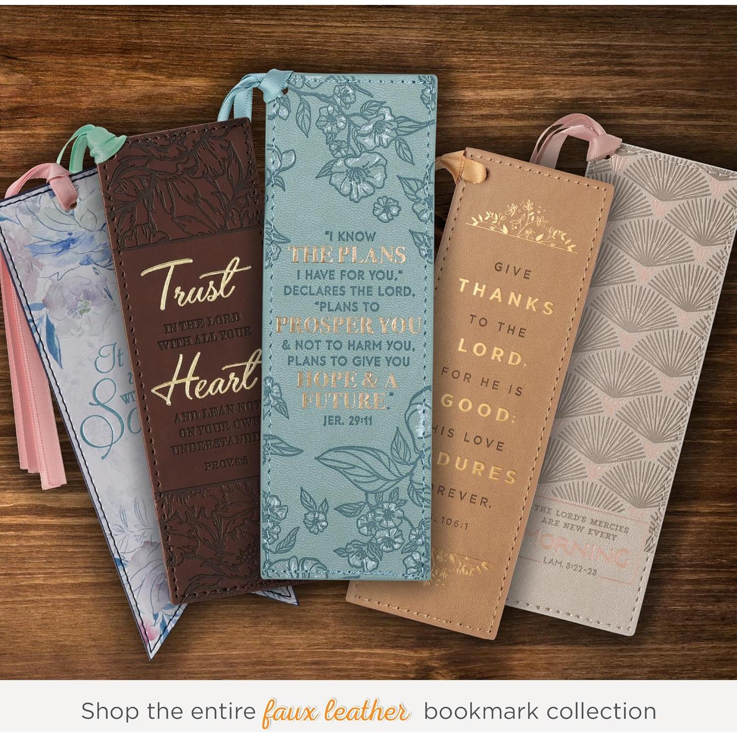 Marcador de Cuero Sintético Christian Art Gifts Verde Azulado