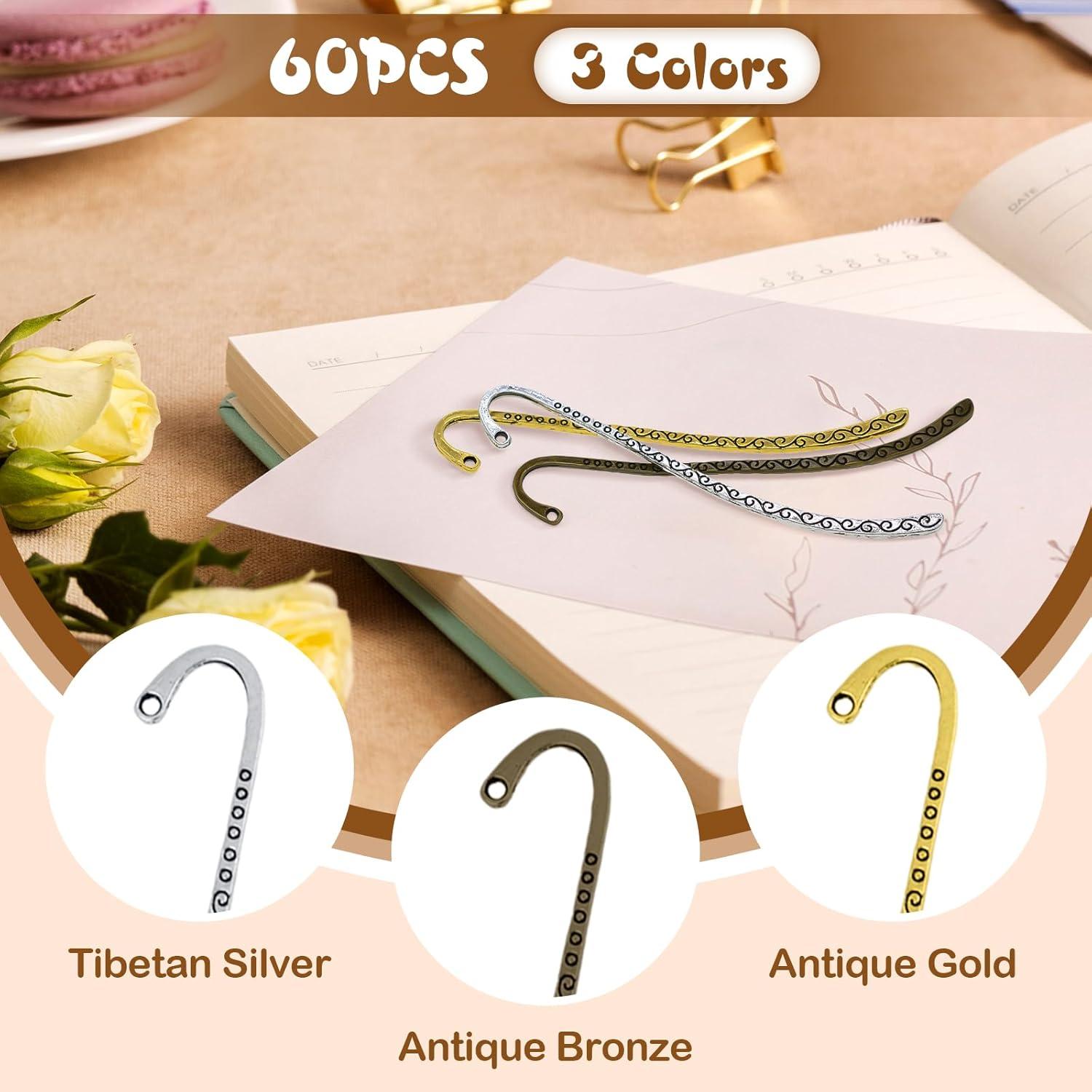 60 Marcadores de Metal Vintage Genérico para Libros - 3 Colores