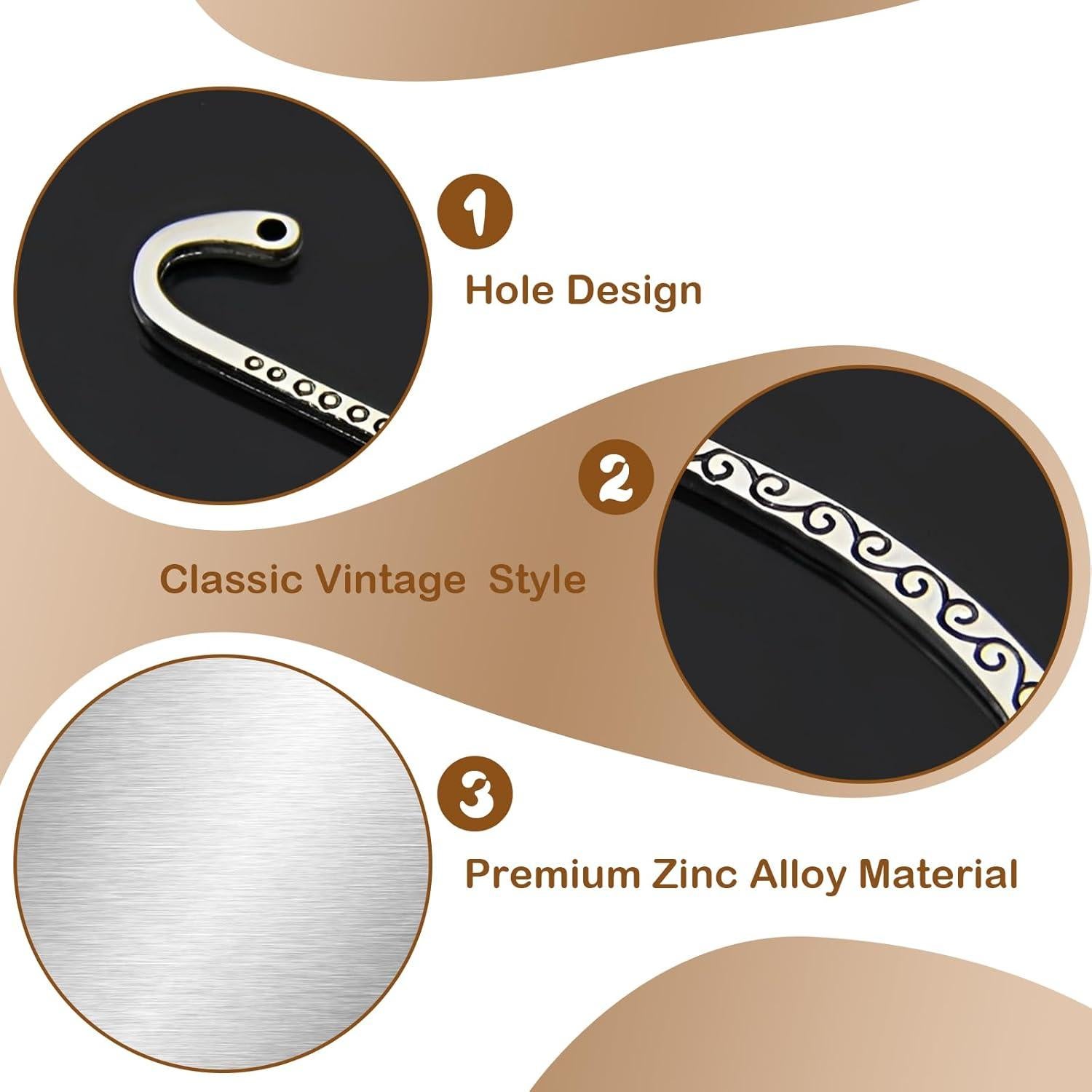 60 Marcadores de Metal Vintage Genérico para Libros - 3 Colores