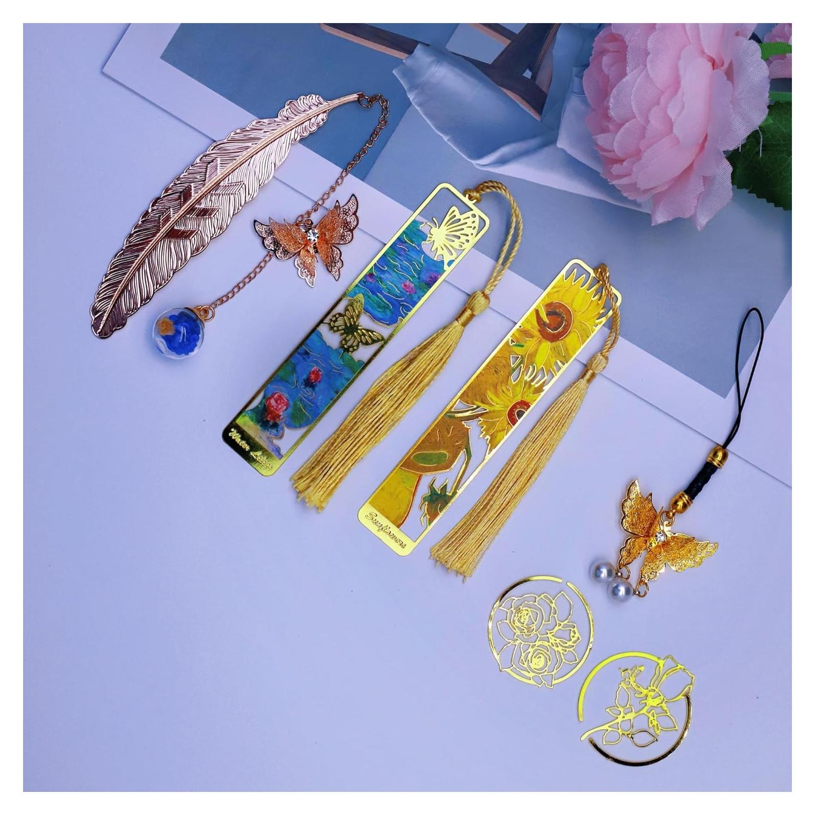 Juego de Marcadores de Metal SOULVIA Oro Rosa con Mariposa