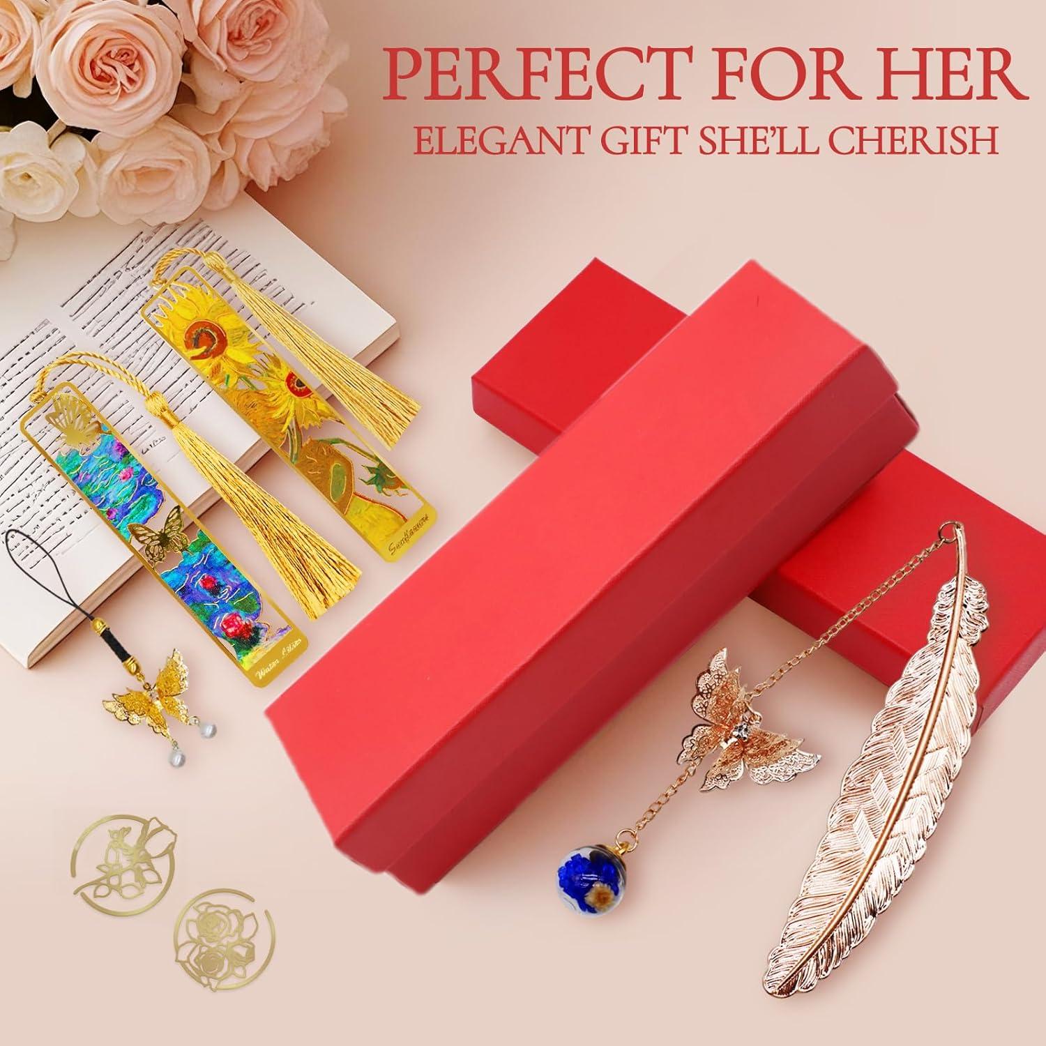 Juego de Marcadores de Metal SOULVIA Oro Rosa con Mariposa