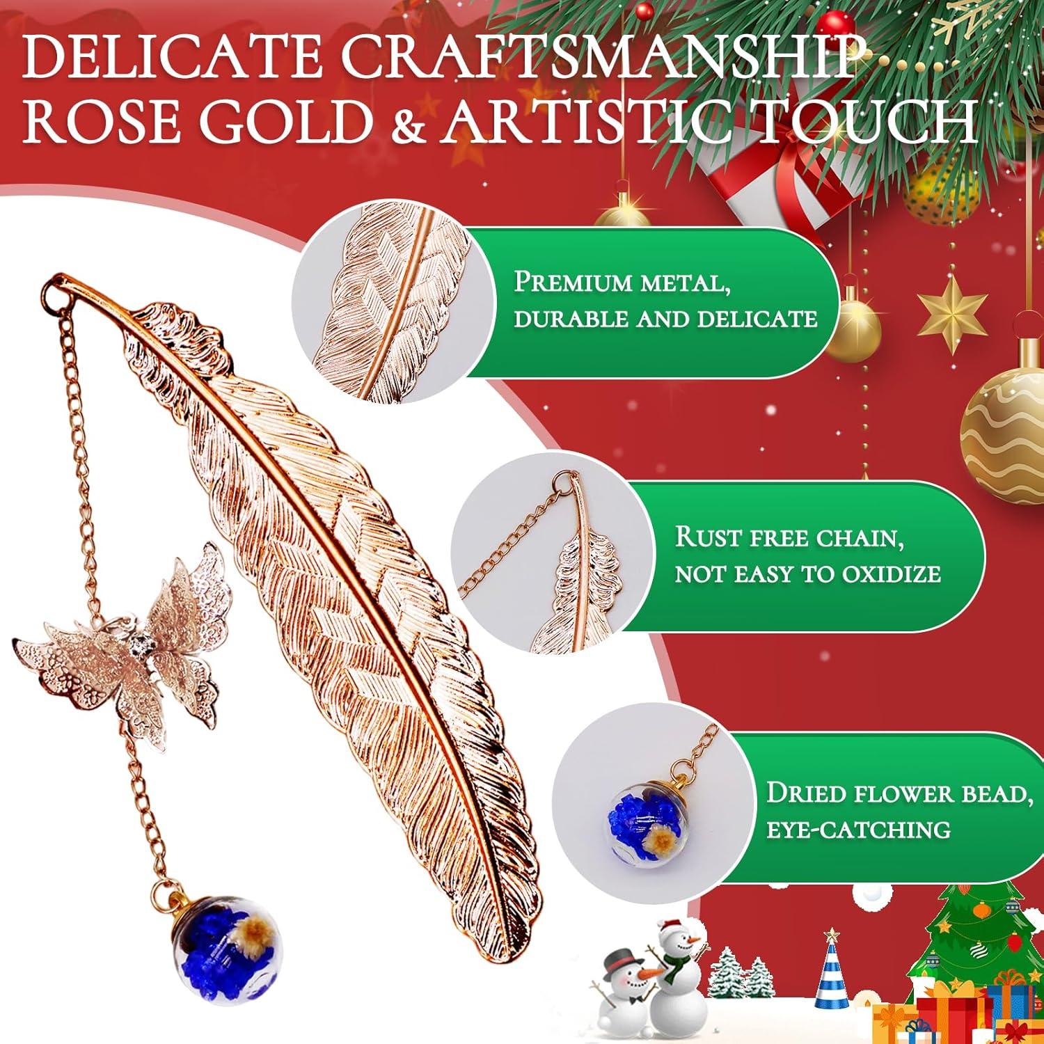 Juego de Marcadores de Metal SOULVIA Oro Rosa con Mariposa