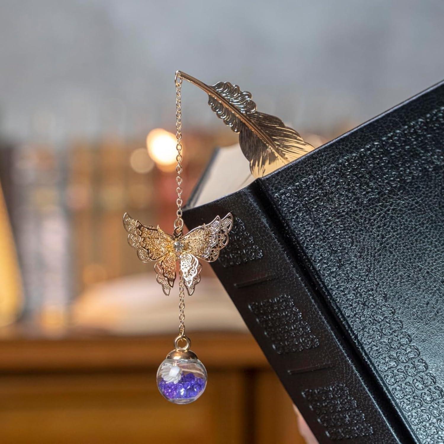 Juego de Marcadores de Metal SOULVIA Oro Rosa con Mariposa