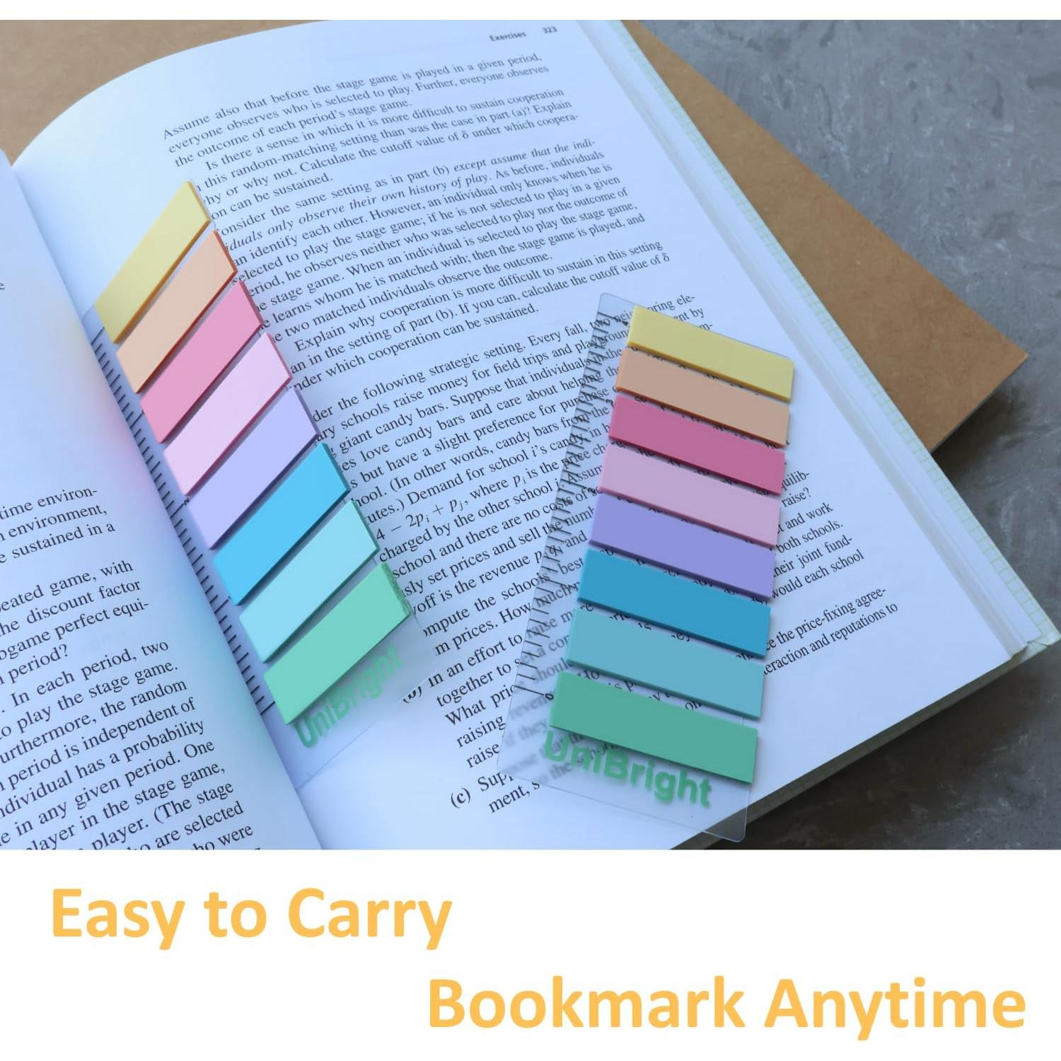 Pestañas Adhesivas UniBright 8 Colores Morandi 400 Pcs con Regla 10 cm