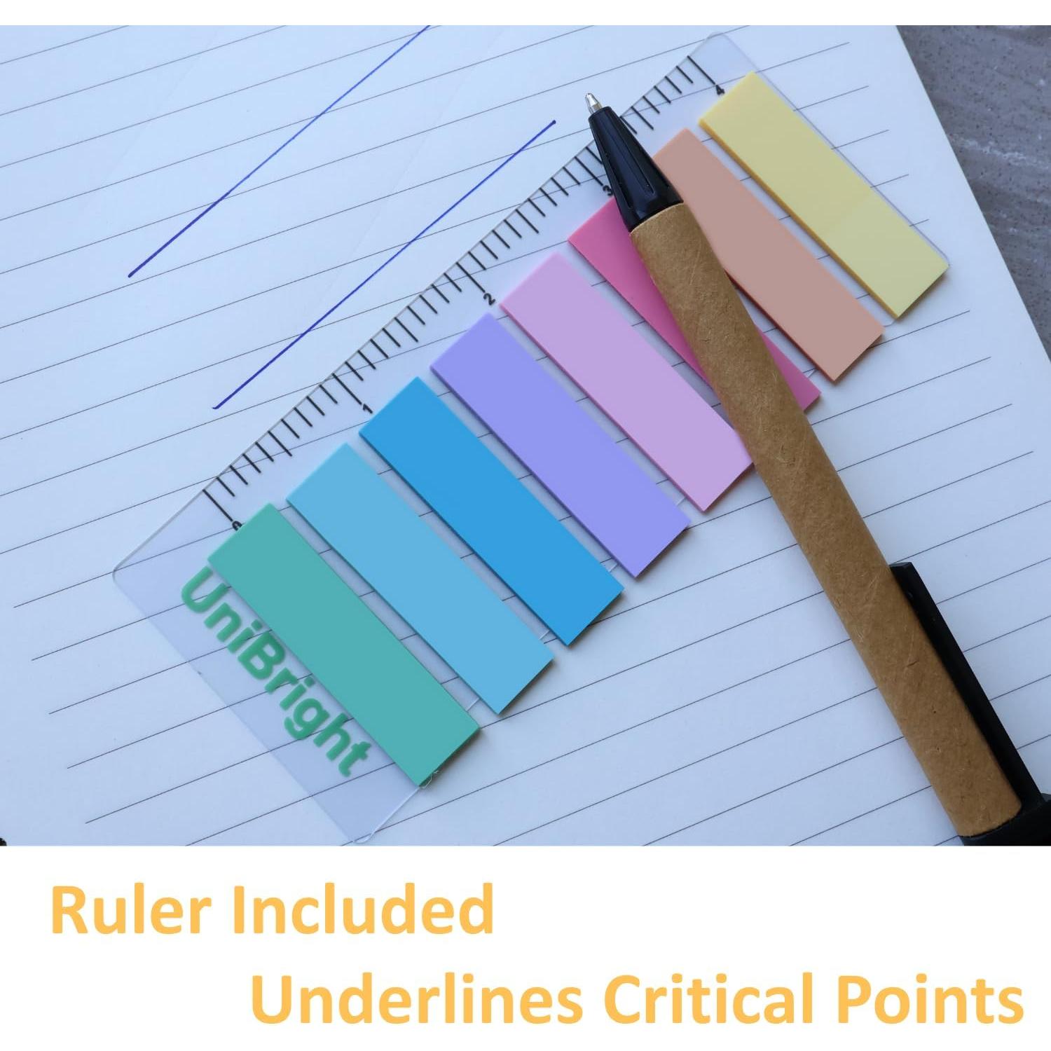 Pestañas Adhesivas UniBright 8 Colores Morandi 400 Pcs con Regla 10 cm