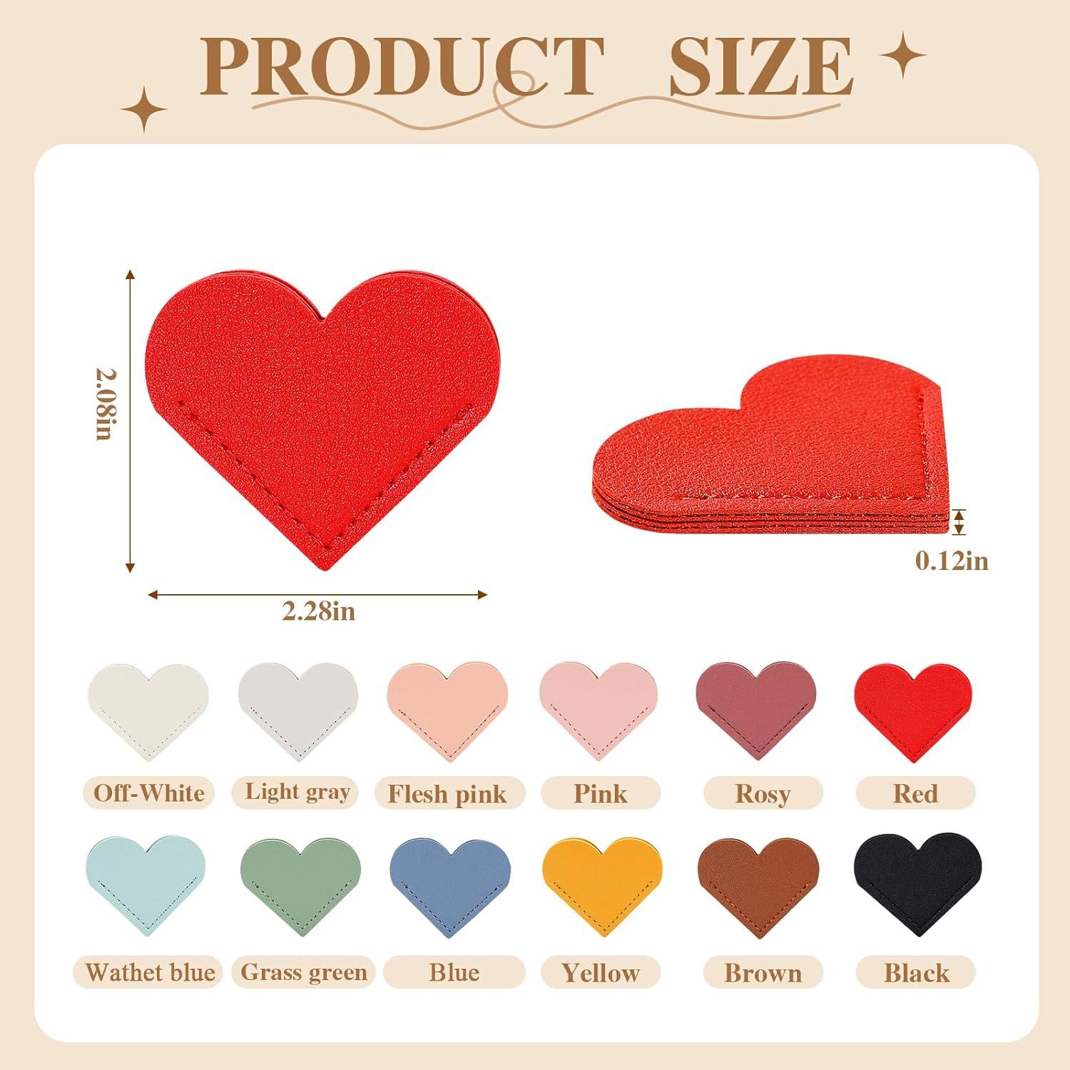 Set de 12 Marcadores de Libros Corazón Cuero PU AMDBHC