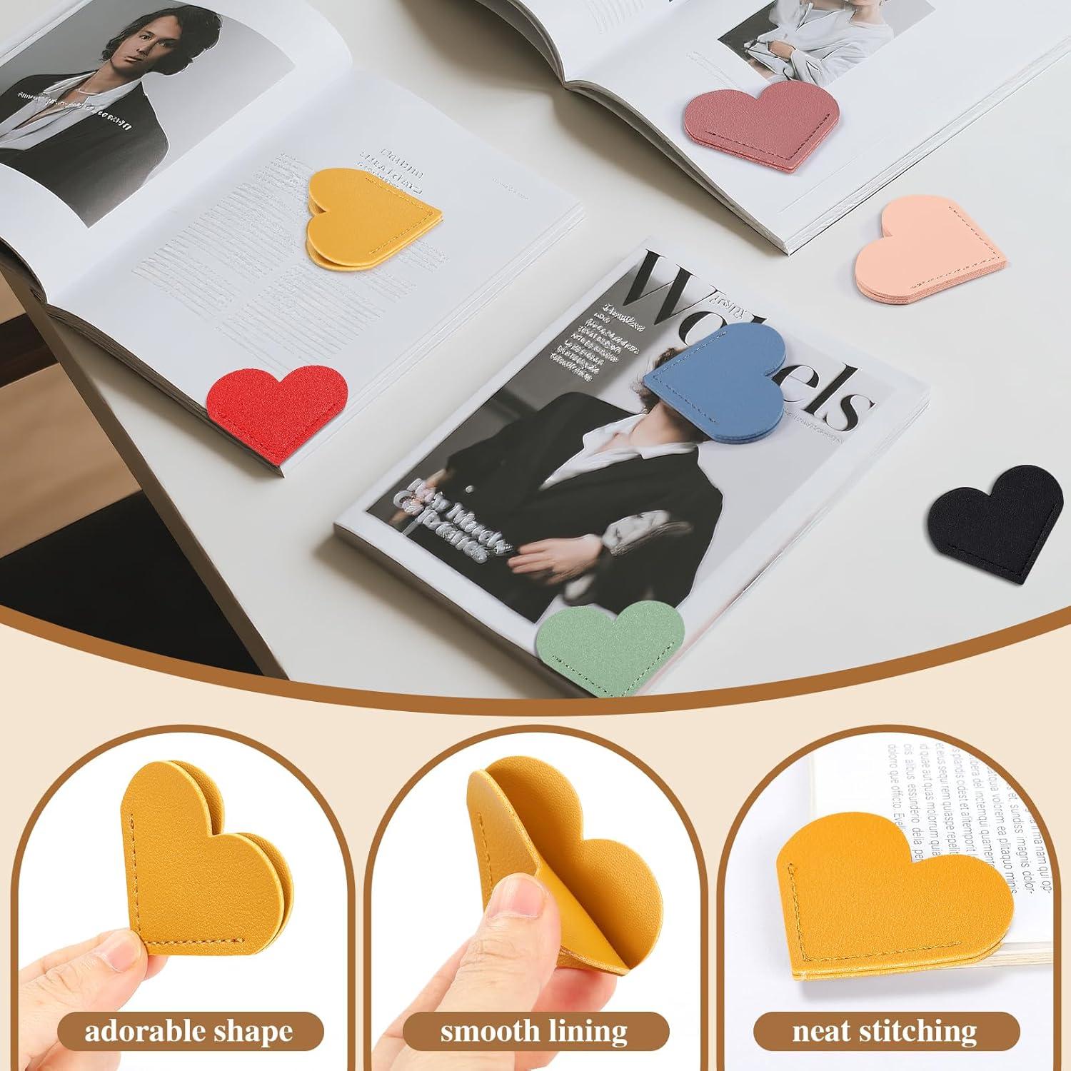 Set de 12 Marcadores de Libros Corazón Cuero PU AMDBHC