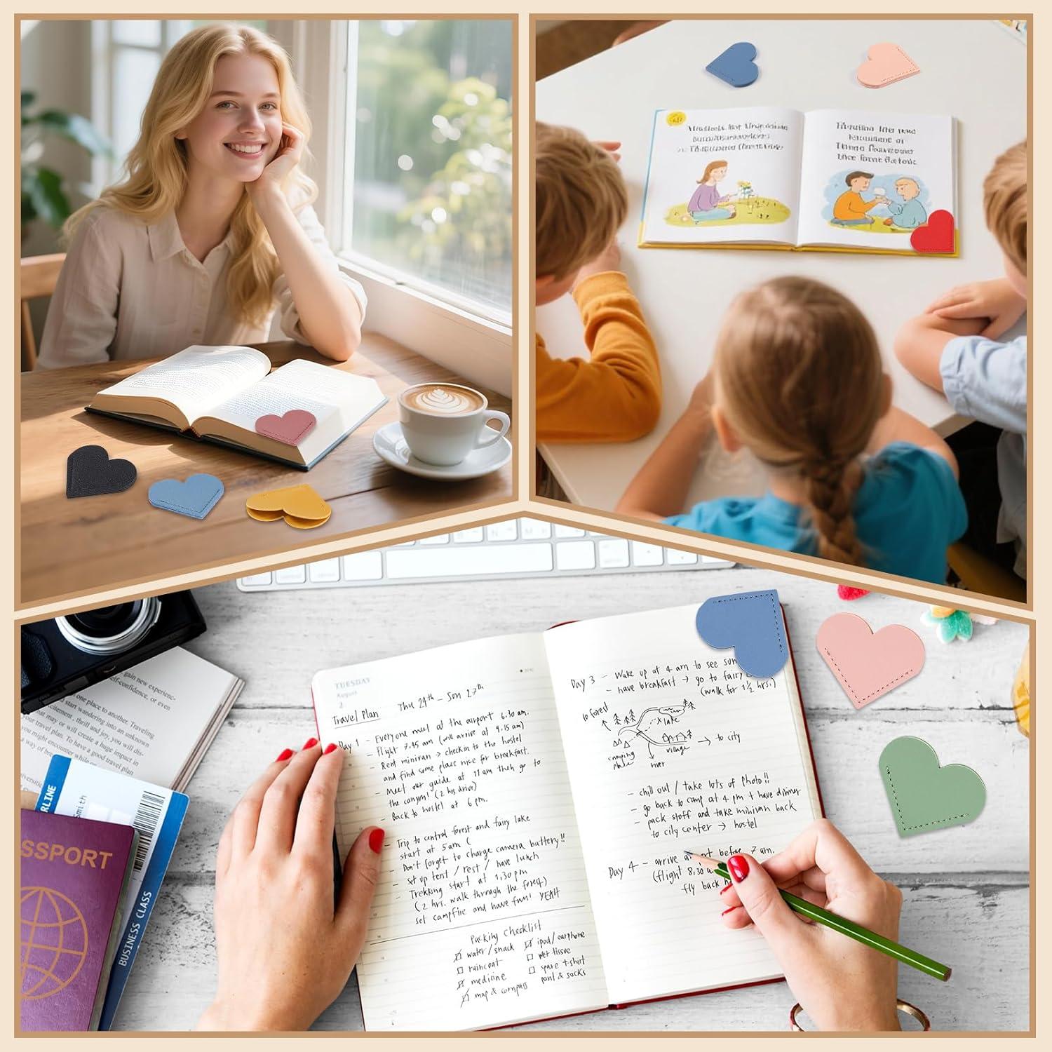 Set de 12 Marcadores de Libros Corazón Cuero PU AMDBHC