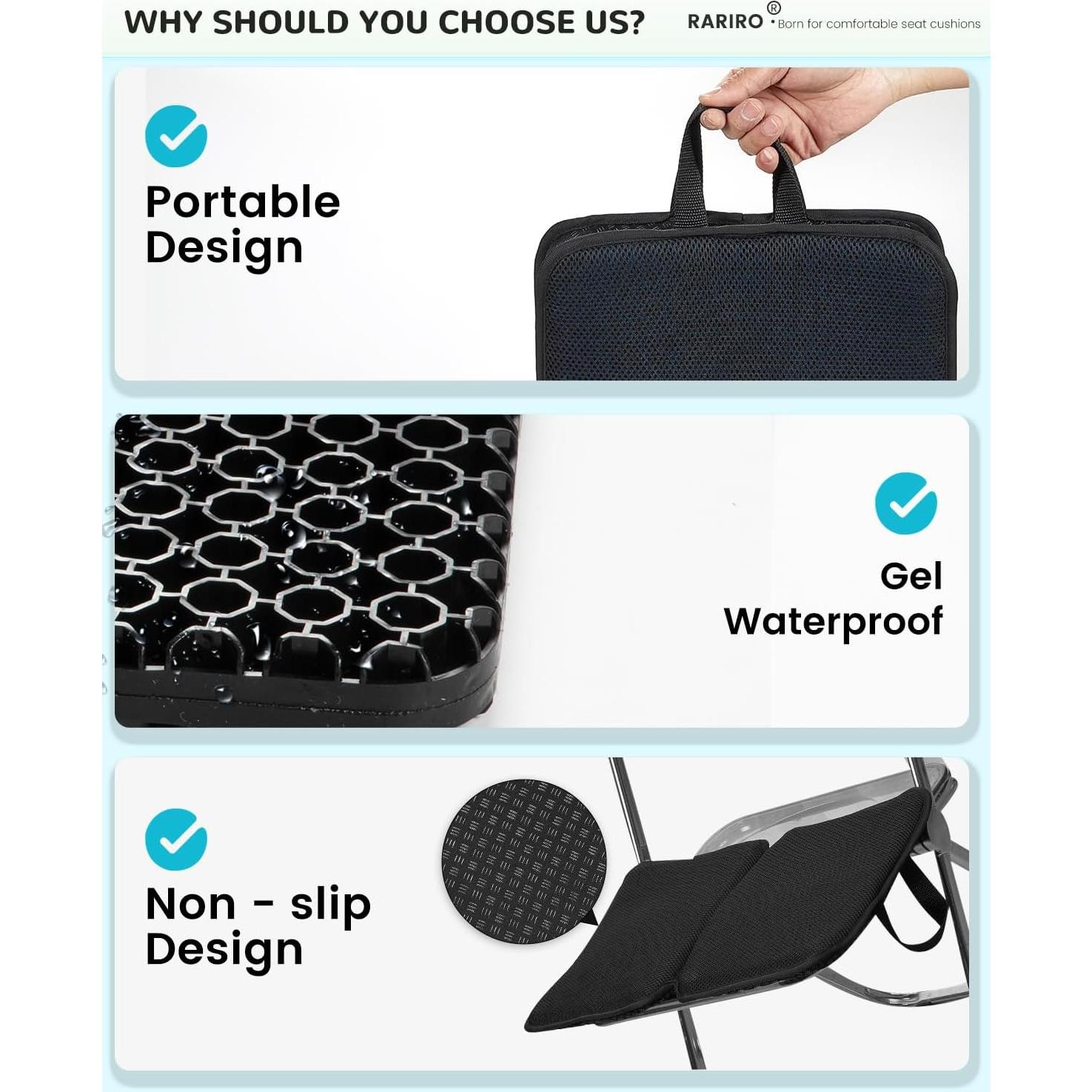 Cojín de Gel RARIRO Plegable Impermeable 52.07x30.48cm