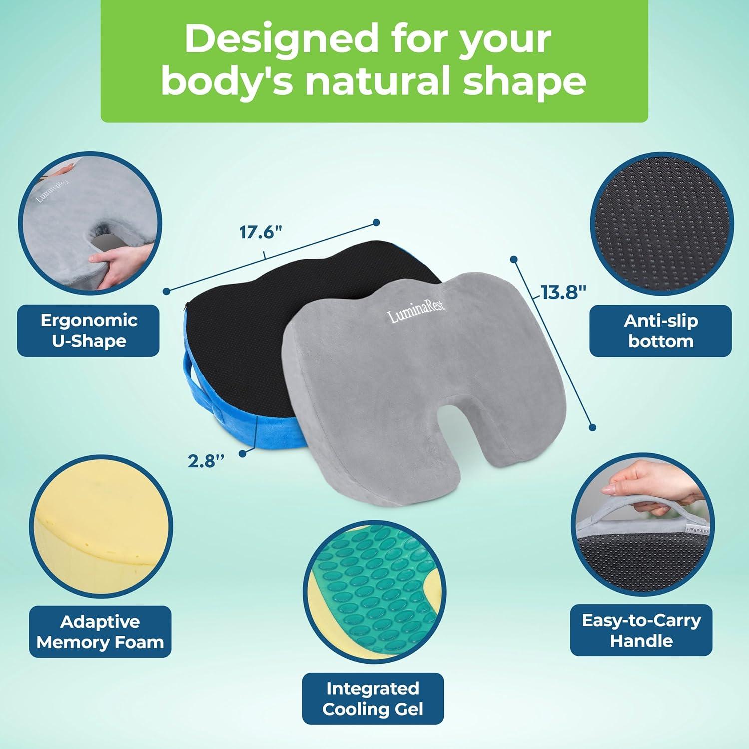 Cojín de Gel LuminaRest para Asiento - Espuma Viscoelástica Certificada