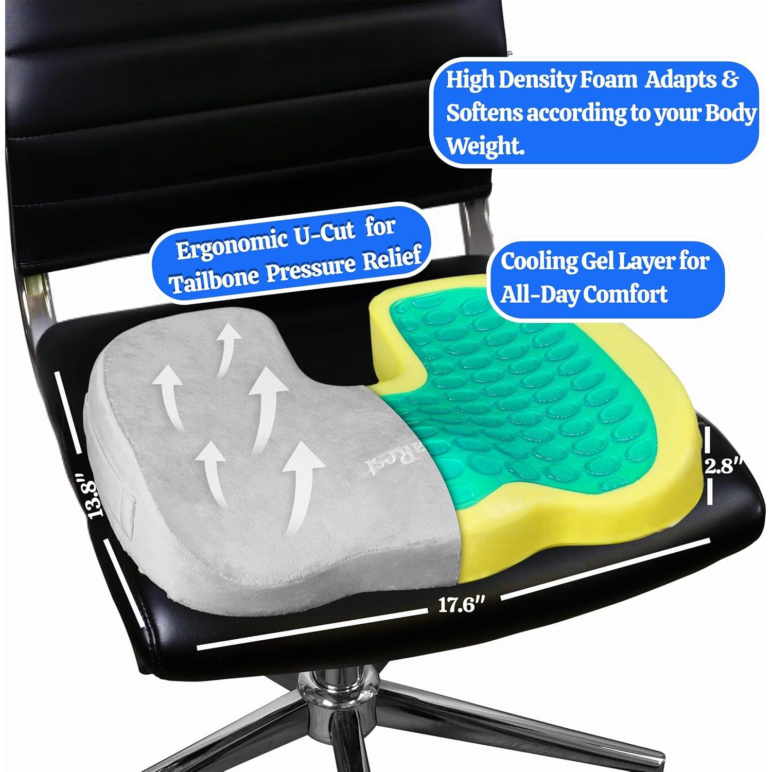 Cojín de Gel LuminaRest para Asiento - Espuma Viscoelástica Certificada