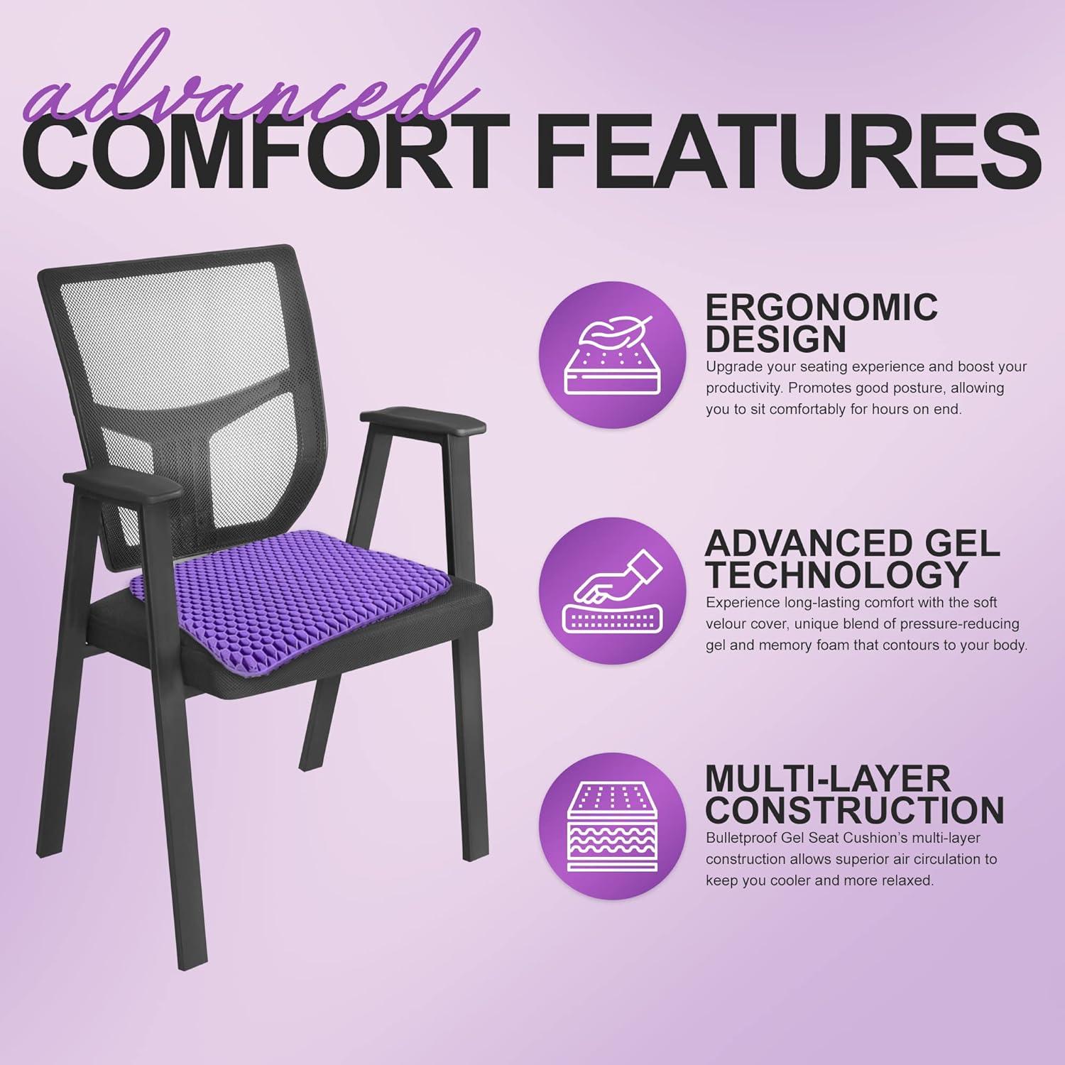 Cojín de Asiento de Gel Bulletproof 40x35 cm Lavable