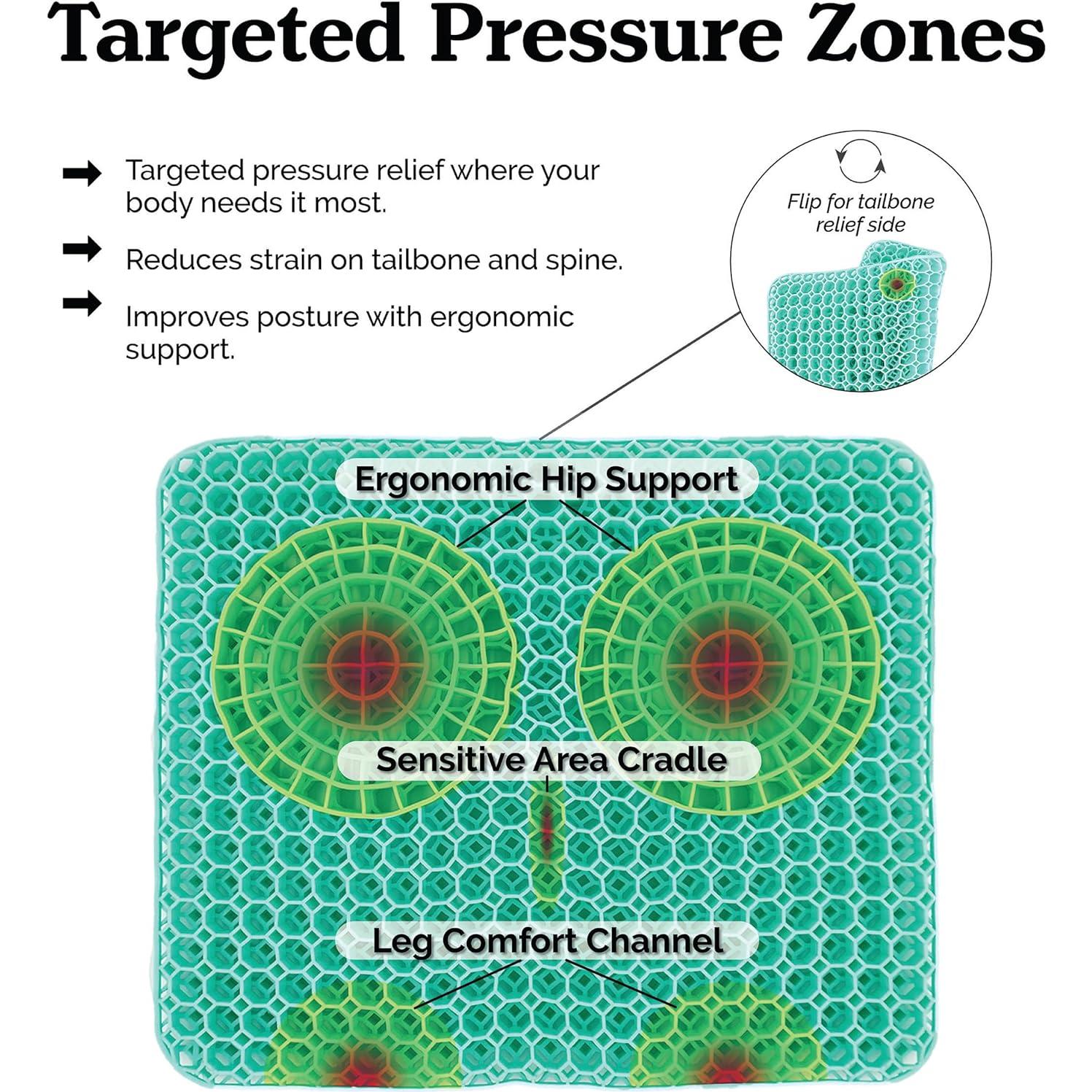 Cojín de Gel Zen Virtuoso Teal para Alivio Coccix y Espalda