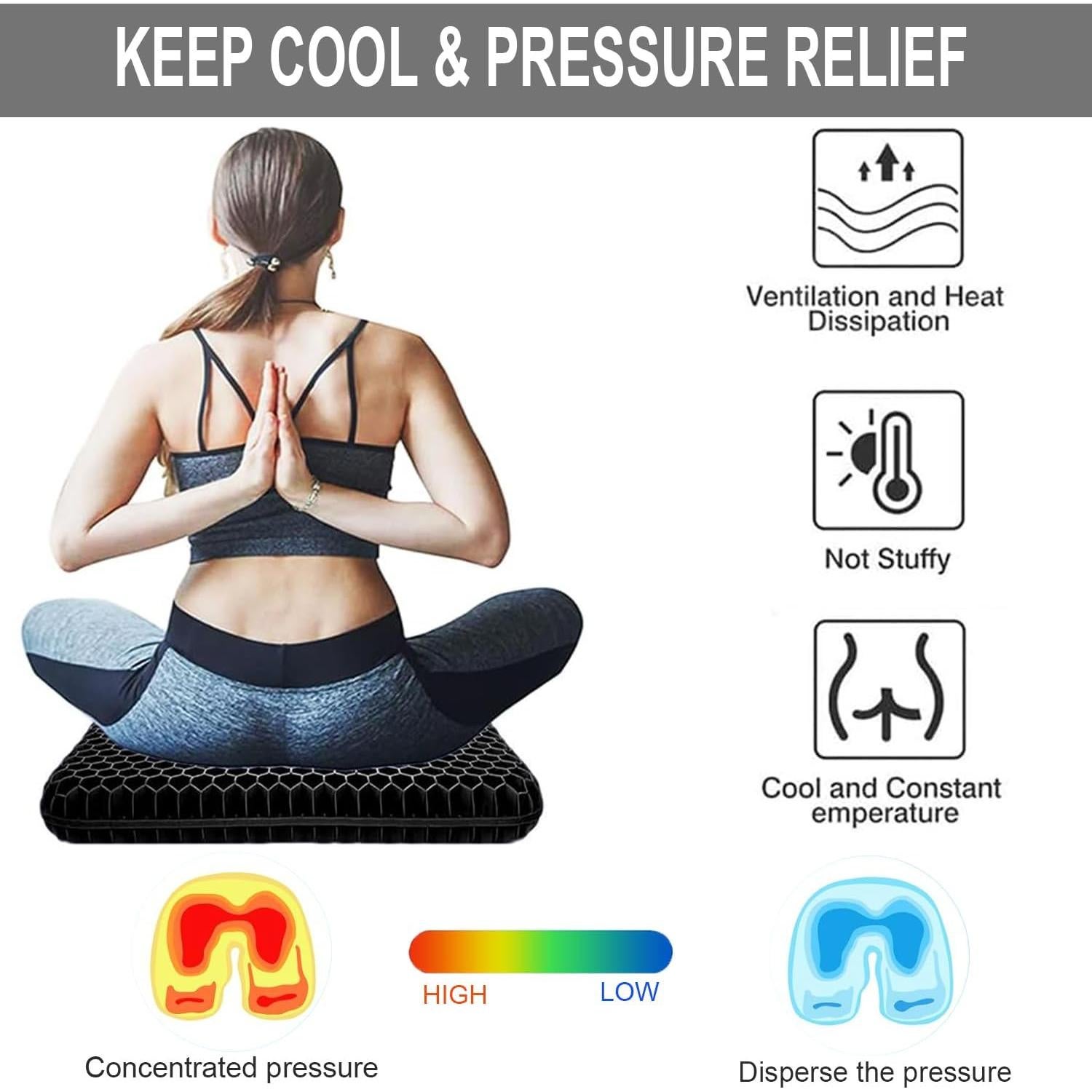 Cojín de Gel Extra Grueso Helishy para Alivio de Presión