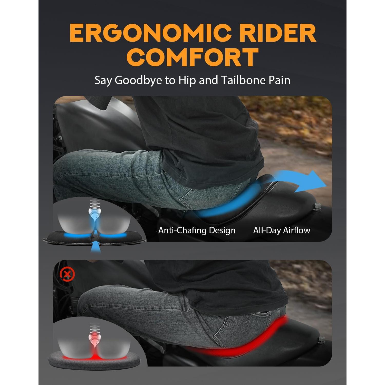 Cojín de Asiento de Motocicleta PBYMT Grande Gel TPE 3D