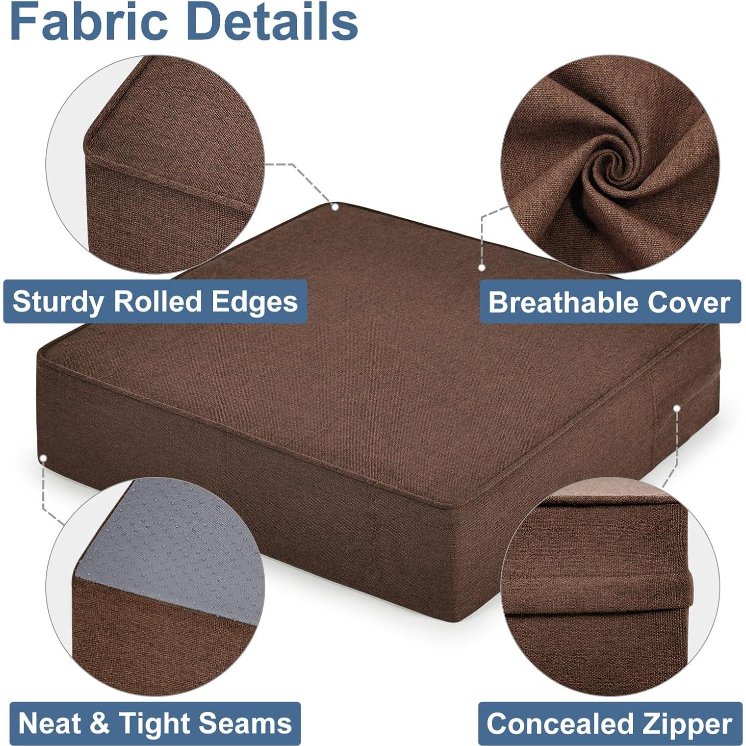 Shinnwa Gel Memory Foam Recliner Cushion for Elderly, Extra Large Seat Cushion, Dual-Layer Foam Chair Pad for Couch, Armchair, Wicker Chairs, Floor, 20 × 20 × 5in, Caramel