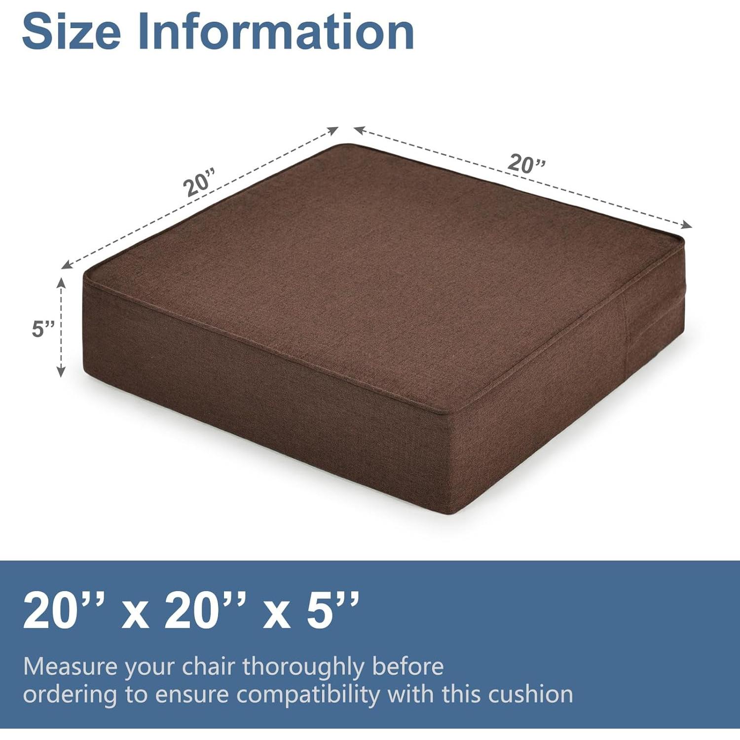 Shinnwa Gel Memory Foam Recliner Cushion for Elderly, Extra Large Seat Cushion, Dual-Layer Foam Chair Pad for Couch, Armchair, Wicker Chairs, Floor, 20 × 20 × 5in, Caramel