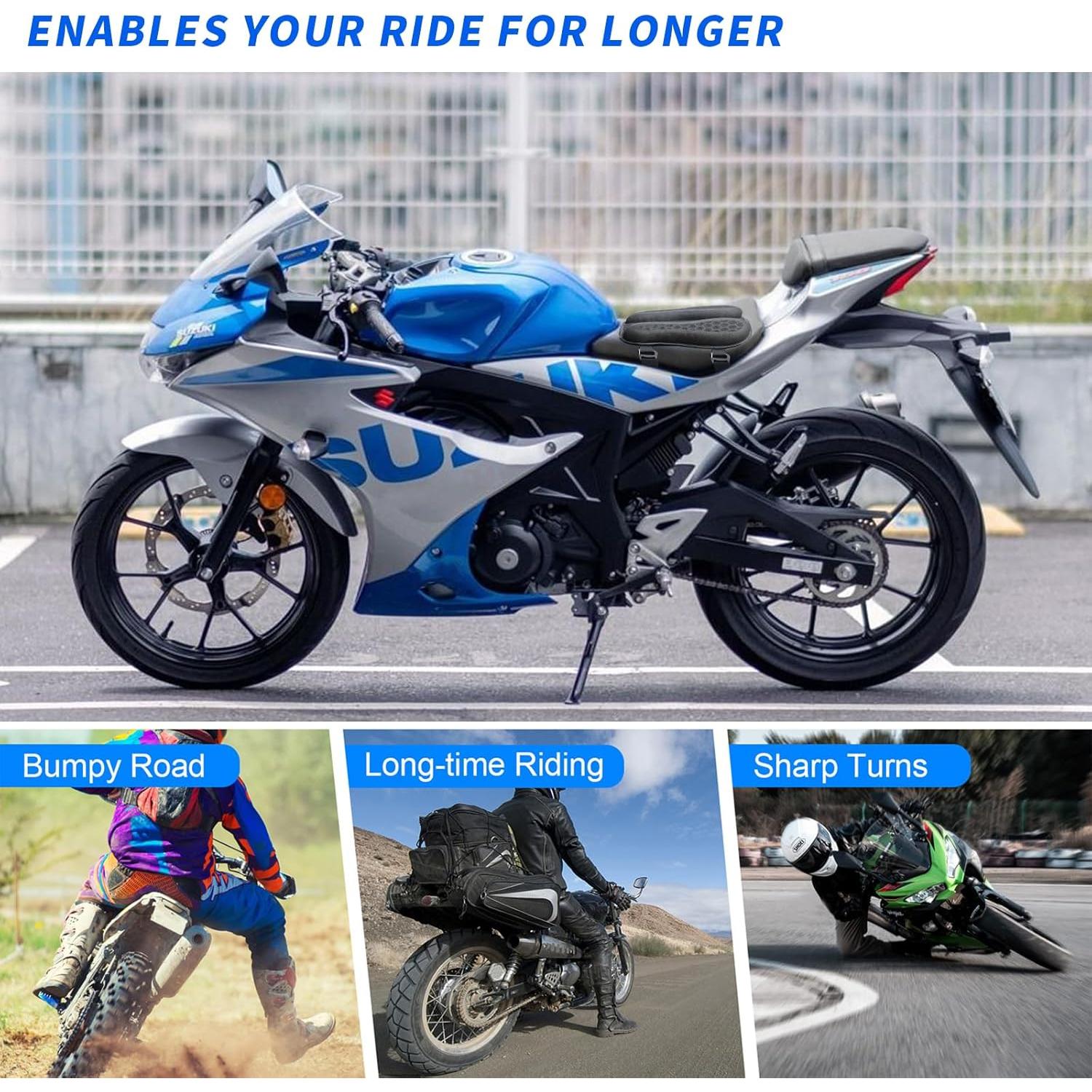 Cojín de Asiento de Motocicleta WDG Gel Transpirable 30.99x21.08cm