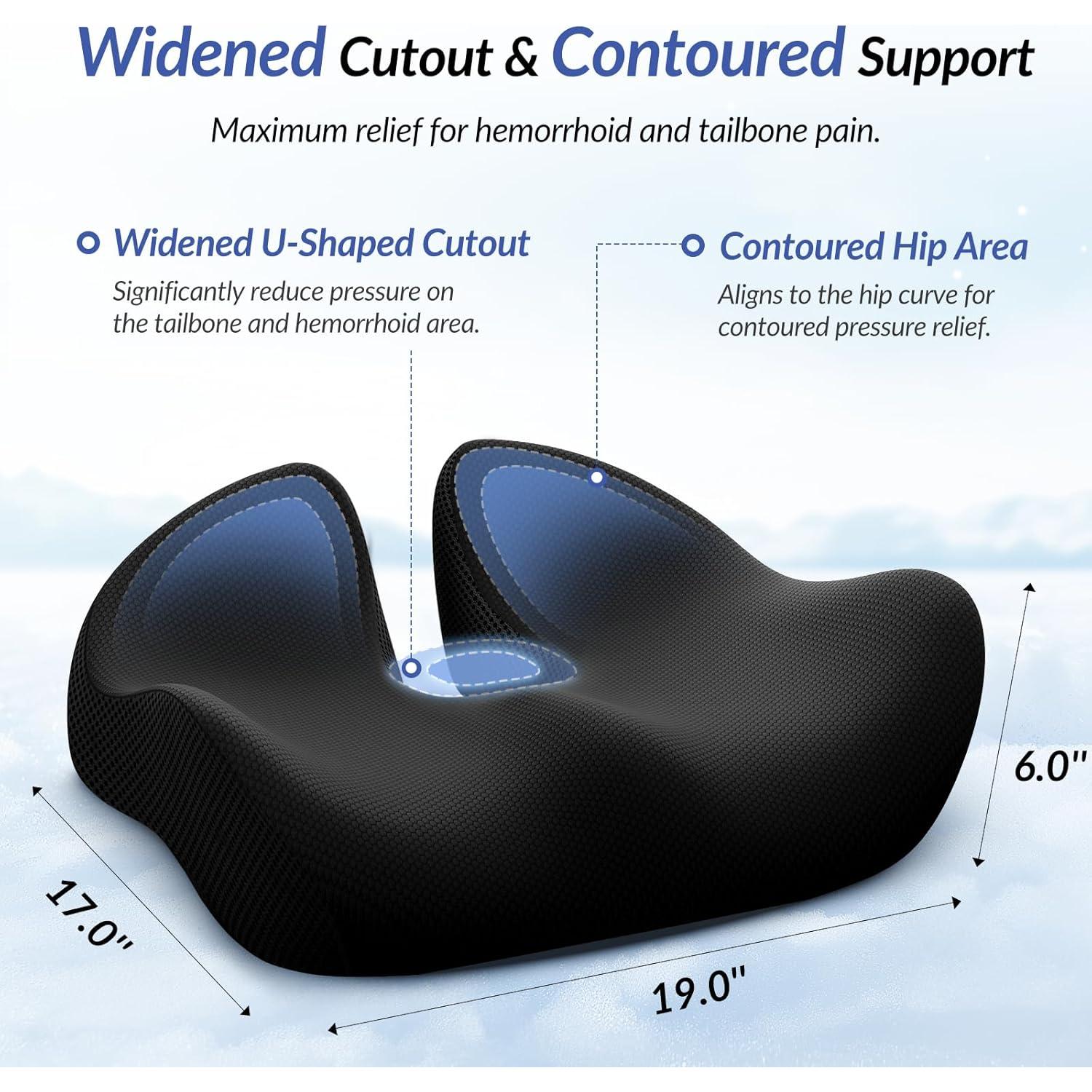 Cojín de Asiento Ergonómico ZIKEE 48x43 cm Espuma Viscoelástica
