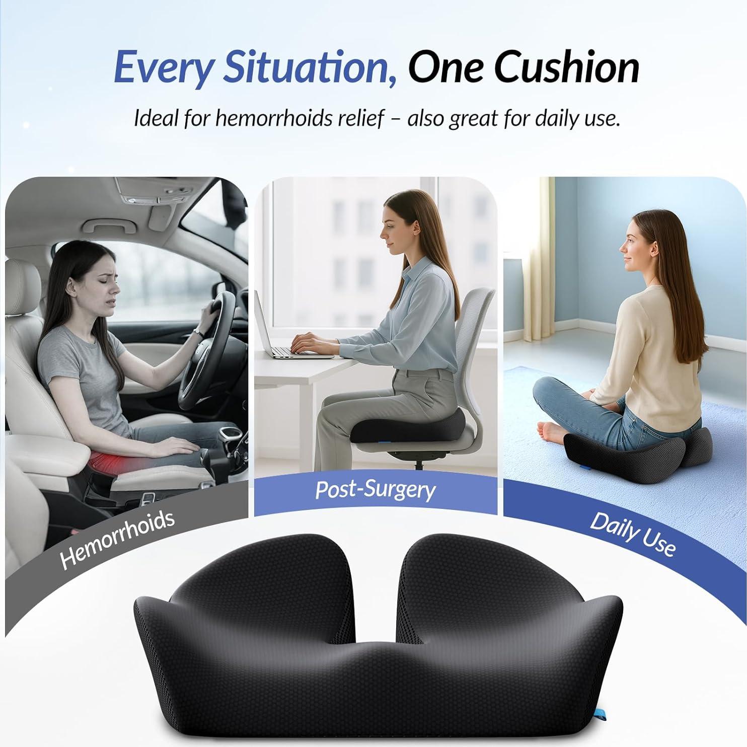 Cojín de Asiento Ergonómico ZIKEE 48x43 cm Espuma Viscoelástica