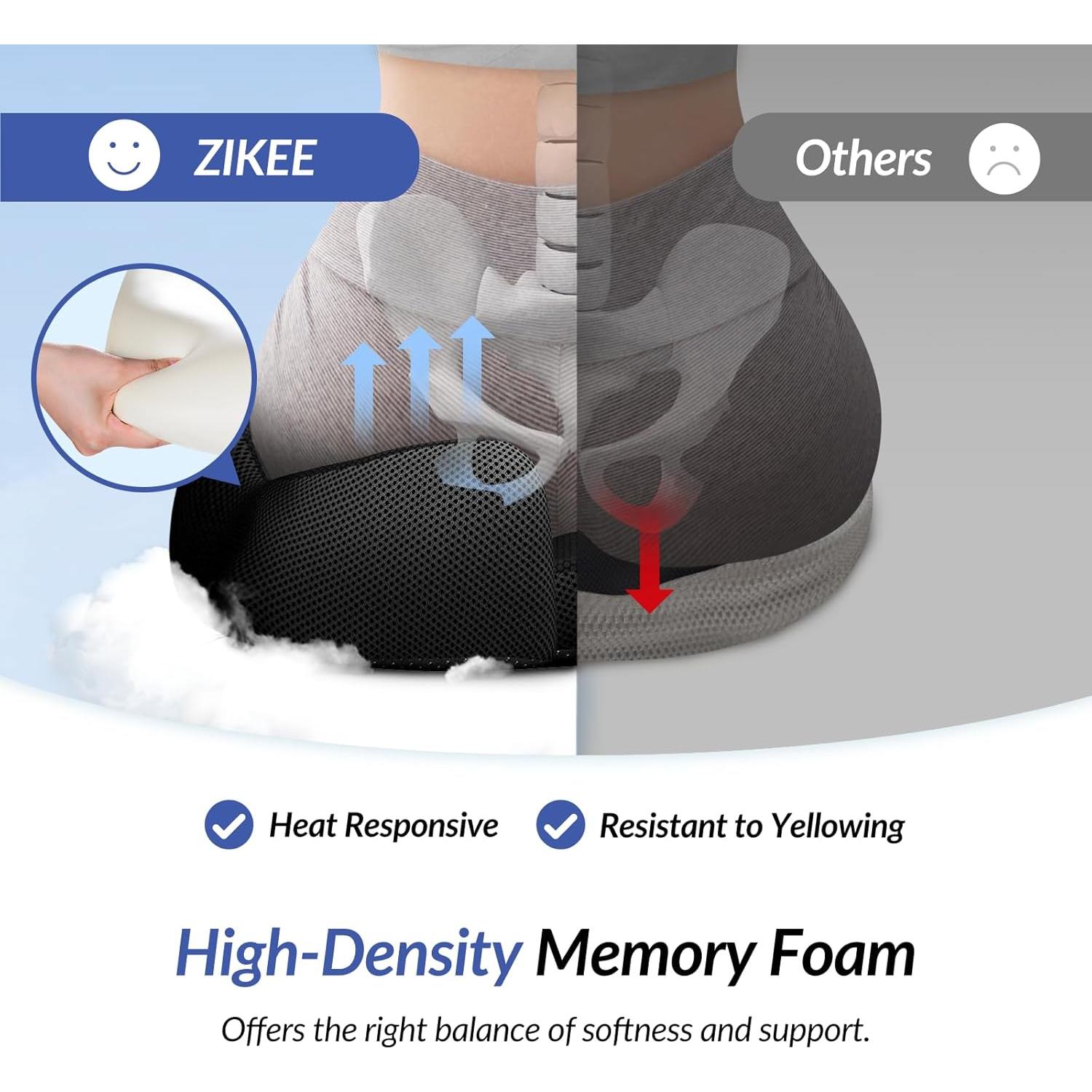 Cojín de Asiento Ergonómico ZIKEE 48x43 cm Espuma Viscoelástica