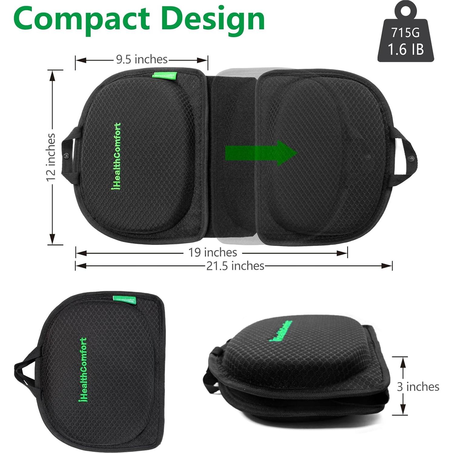 Cojín de Asiento de Viaje IHEALTHCOMFORT Espuma de Memoria 50.8x30.5cm