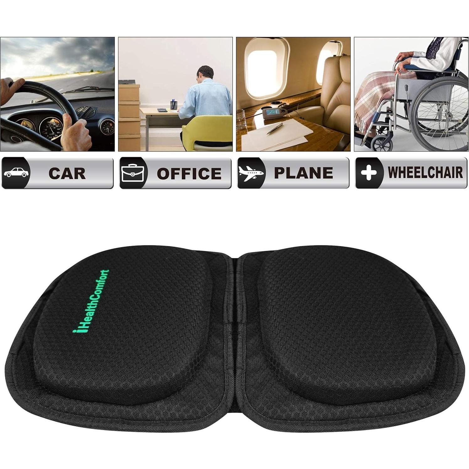 Cojín de Asiento de Viaje IHEALTHCOMFORT Espuma de Memoria 50.8x30.5cm