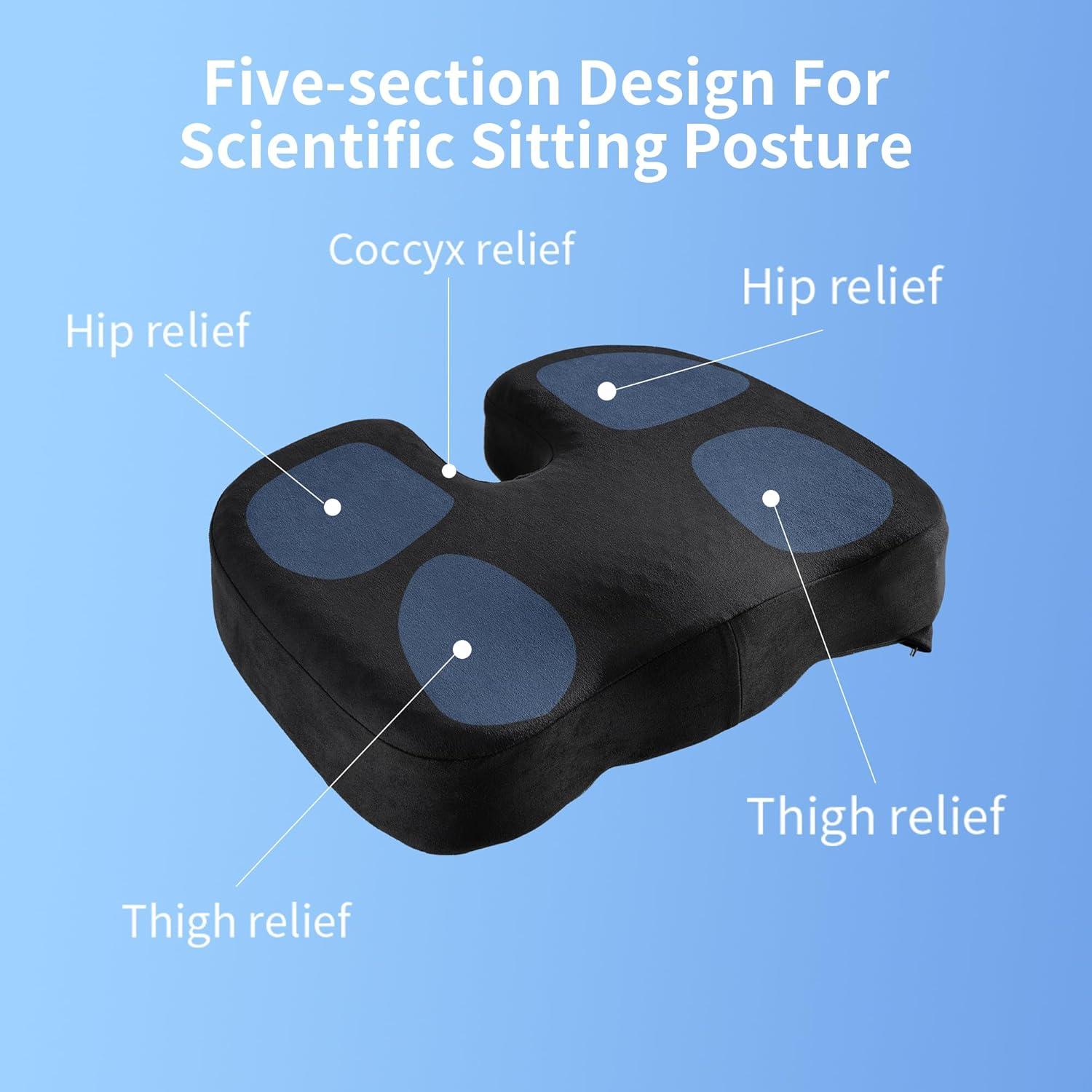 Cojín de Asiento Ergonómico Zickskt - Espuma de Memoria y Gel