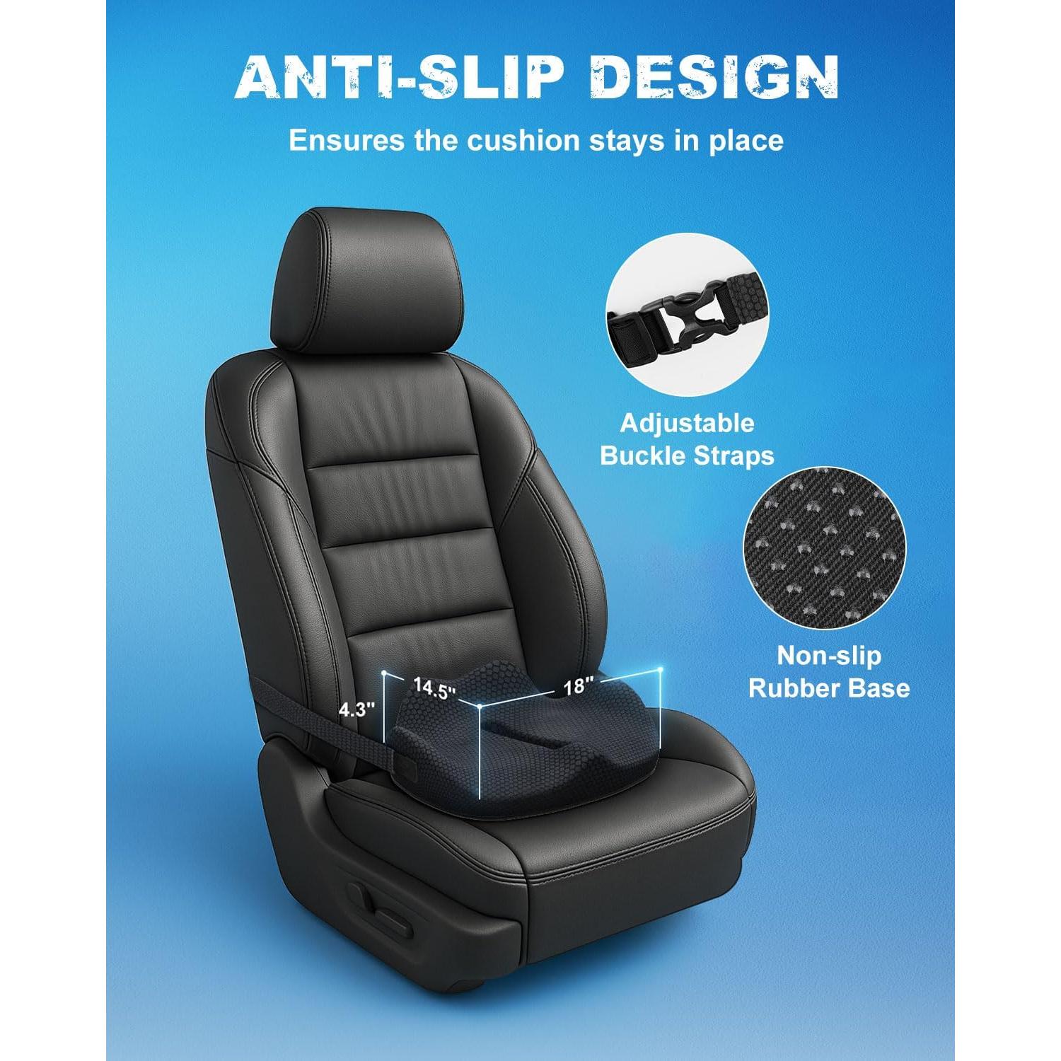 Cojín de Asiento Ergonómico SKYJDM para Camión - Espuma Viscoelástica y Gel TPE, Antideslizante, Lavable, Negro