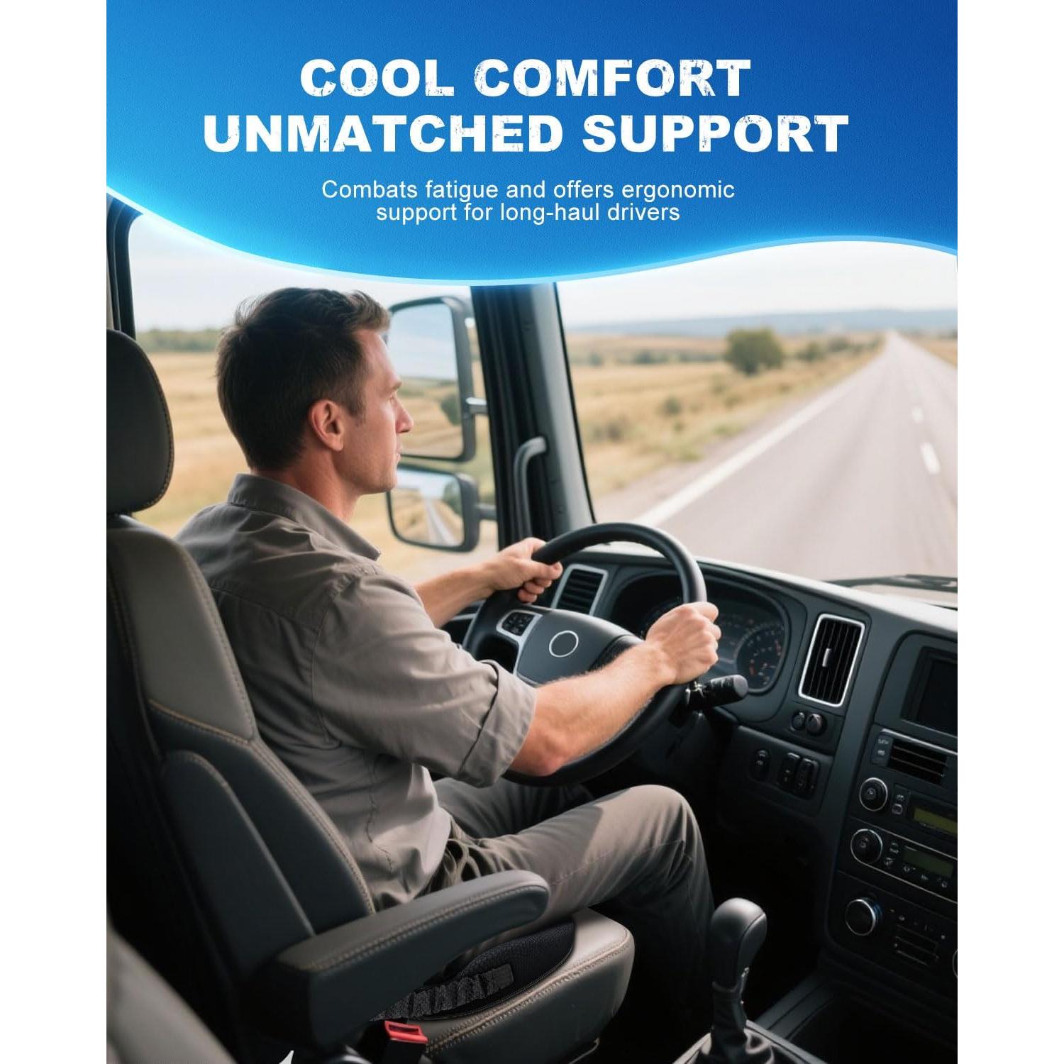 Cojín de Asiento Ergonómico SKYJDM para Camión - Espuma Viscoelástica y Gel TPE, Antideslizante, Lavable, Negro